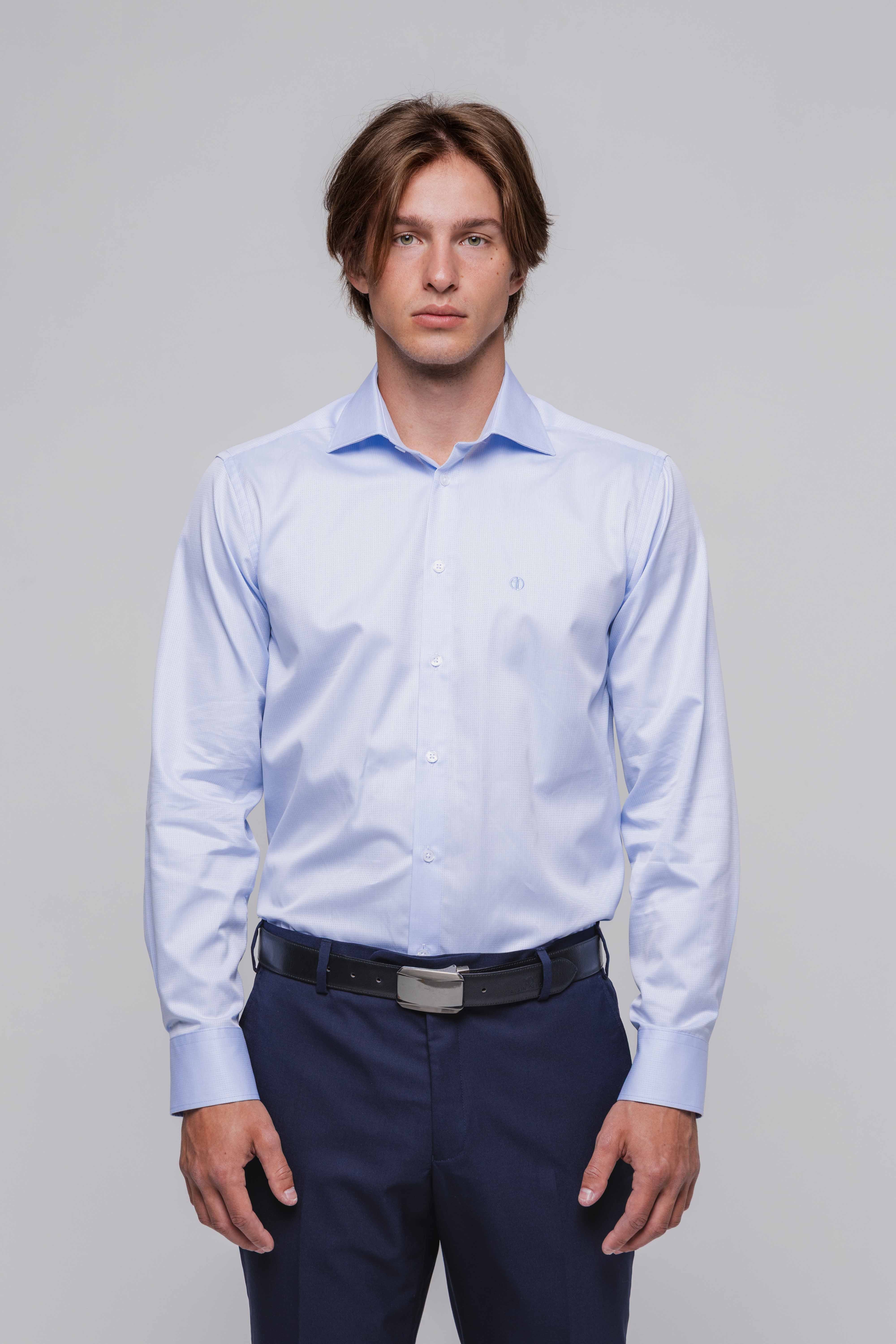 Bledomodrá Classic Fit košeľa s vlastným vzorom