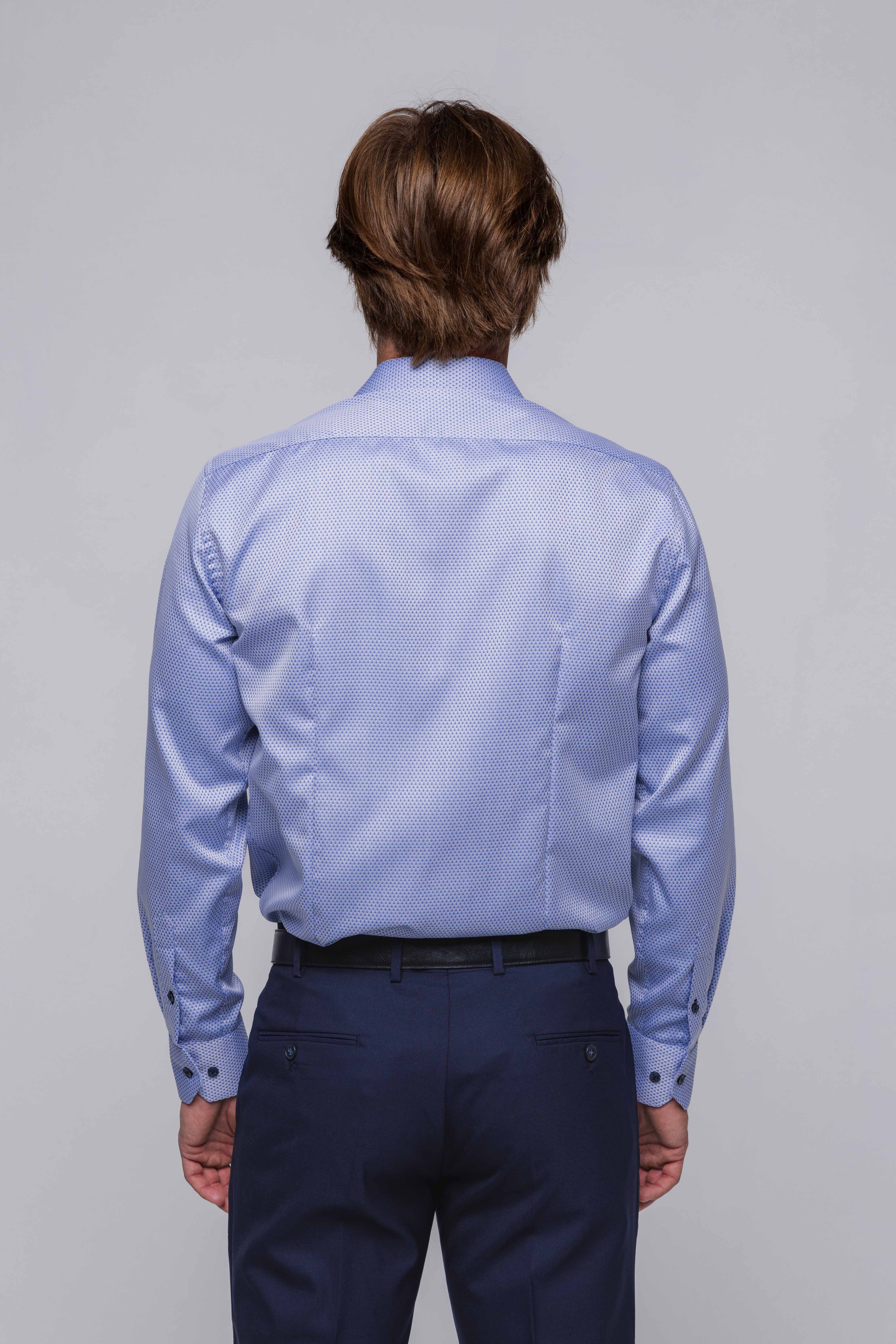 Modrá Extra Slim Fit košeľa s kosoštvorcovým vzorom
