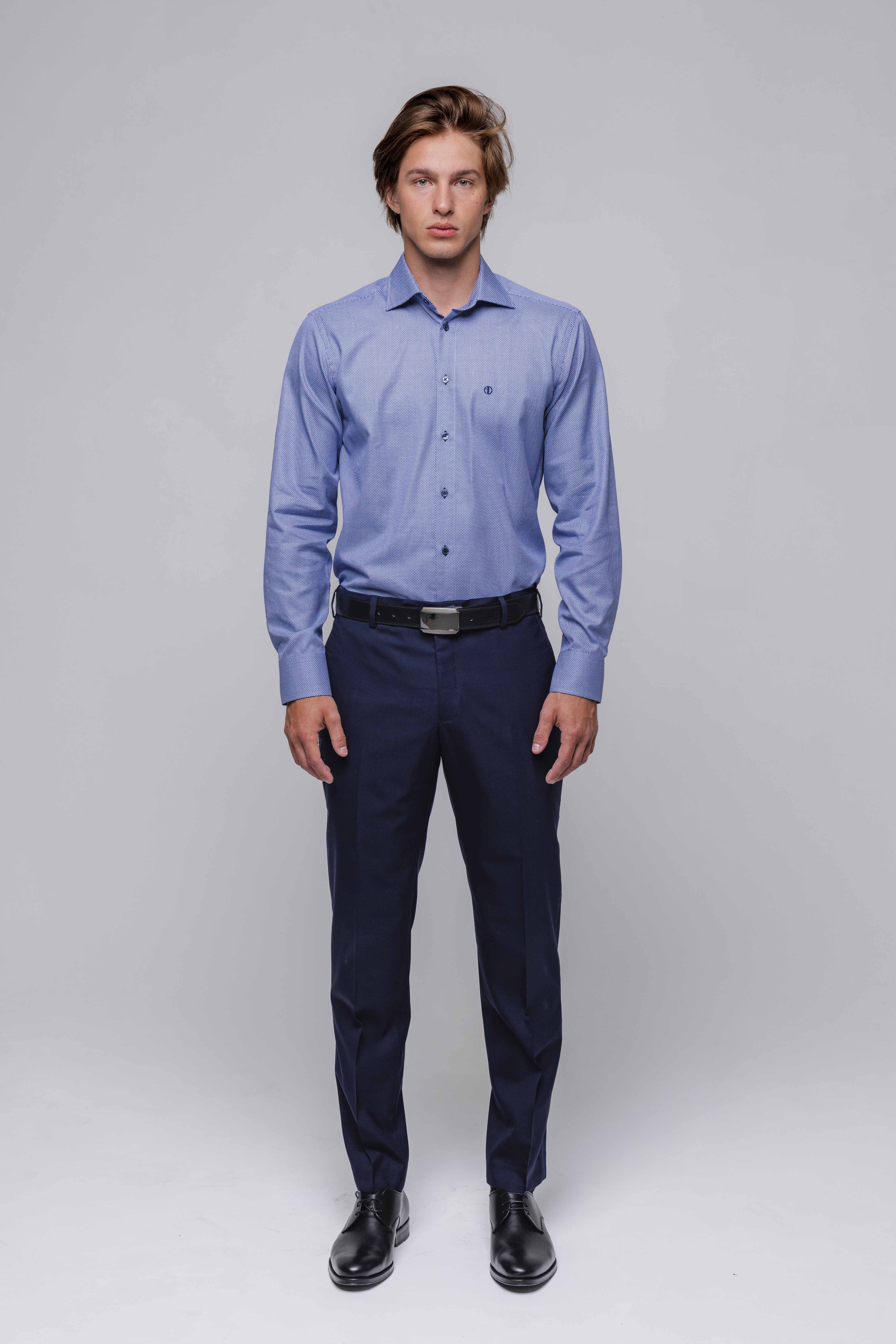 Modro-biela vzorovaná Extra Slim Fit košeľa