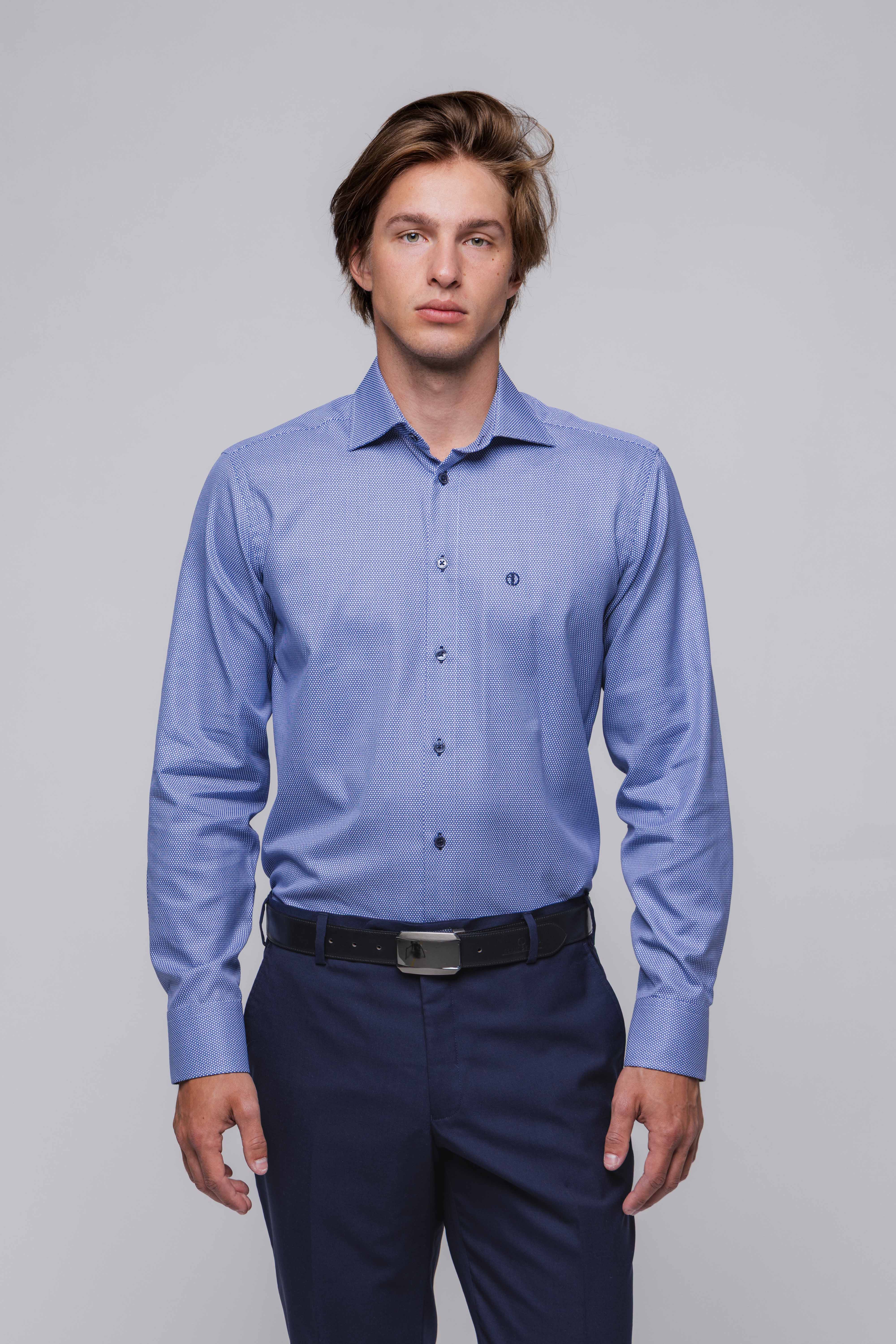 Modro-biela vzorovaná Extra Slim Fit košeľa