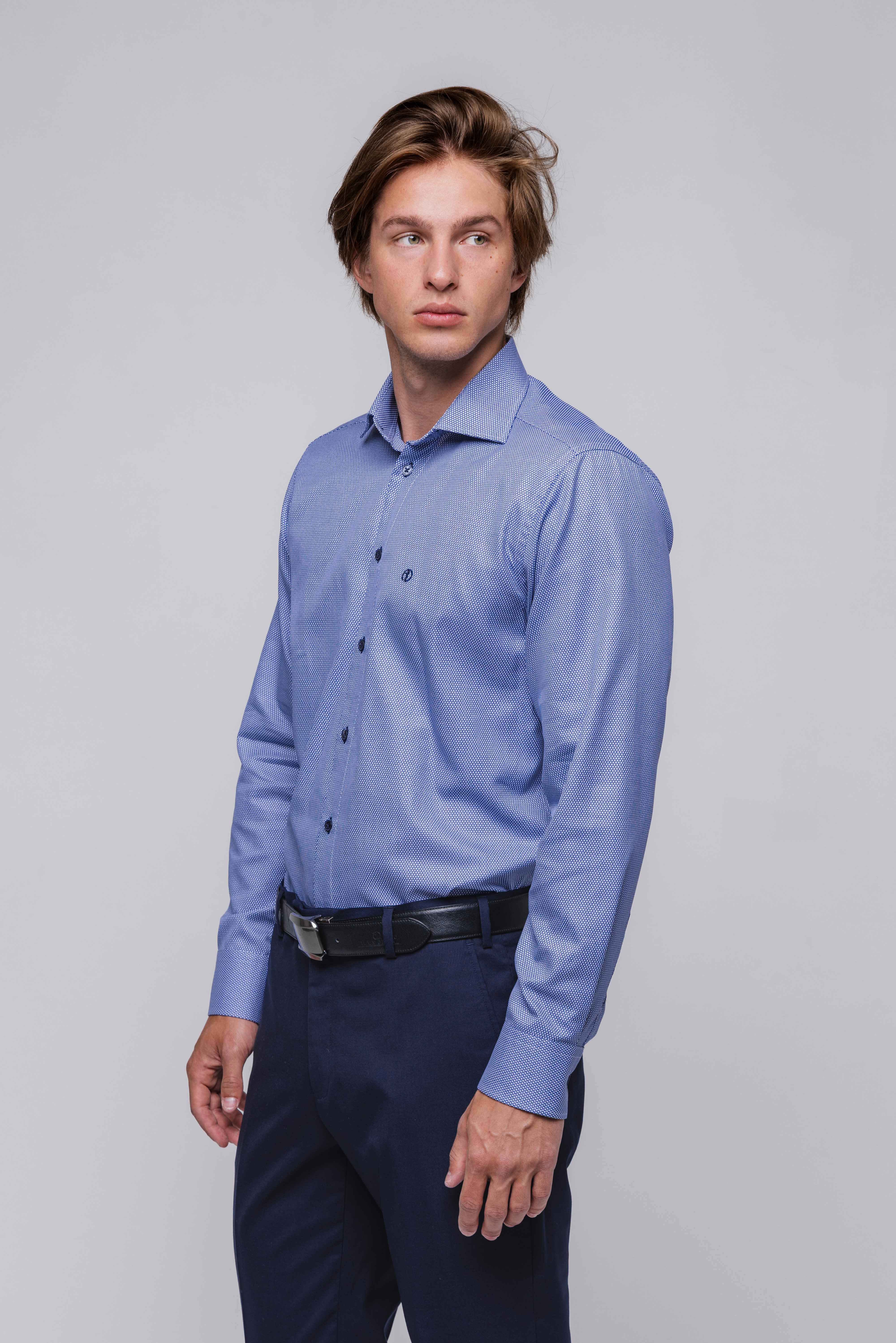 Modro-biela vzorovaná Extra Slim Fit košeľa