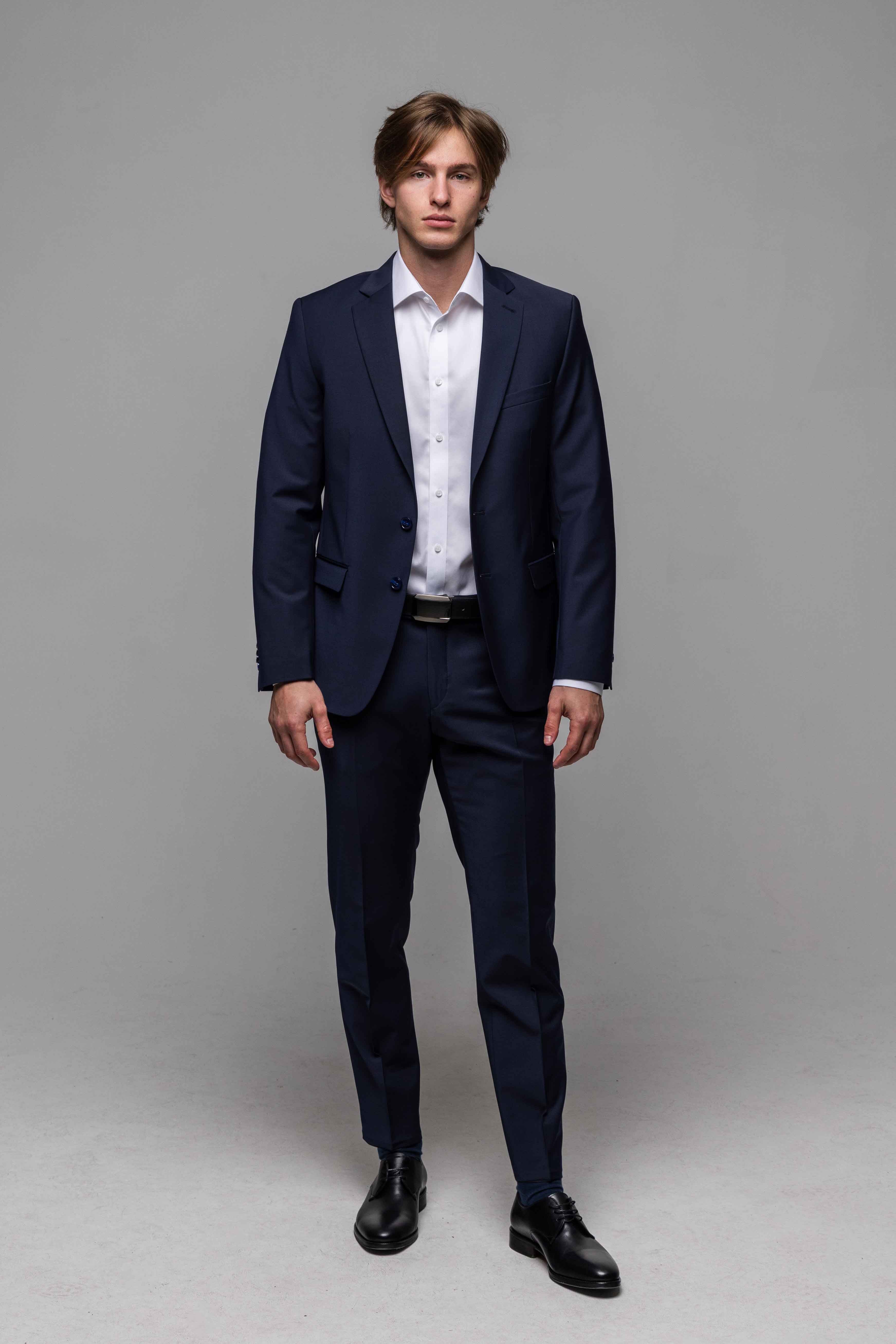 Tmavomodré oblekové sako rady Basic