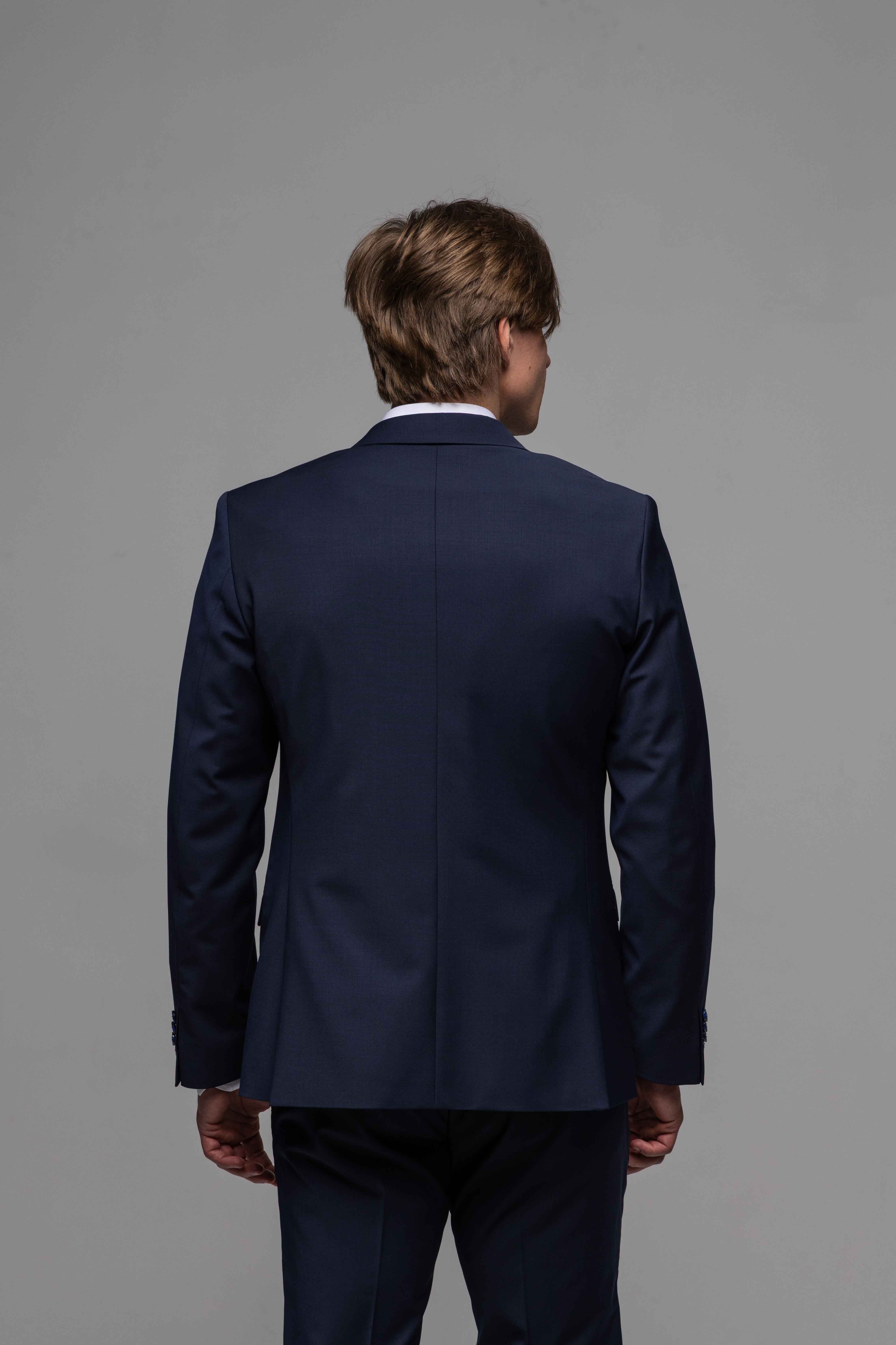 Tmavomodré oblekové sako rady Basic - XL nadmerná veľkosť