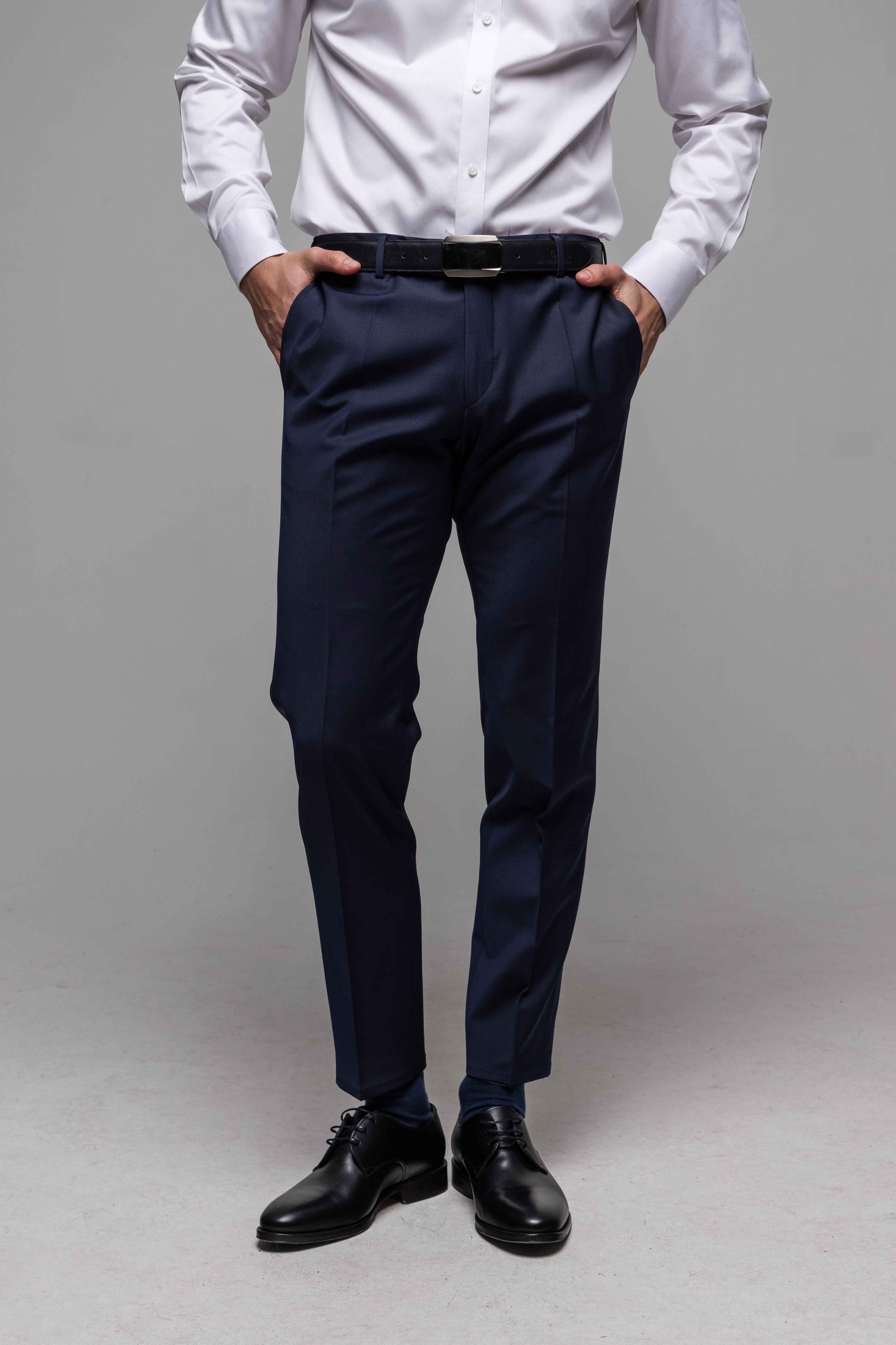 Tmavomodré basic oblekové nohavice XL veľkosti