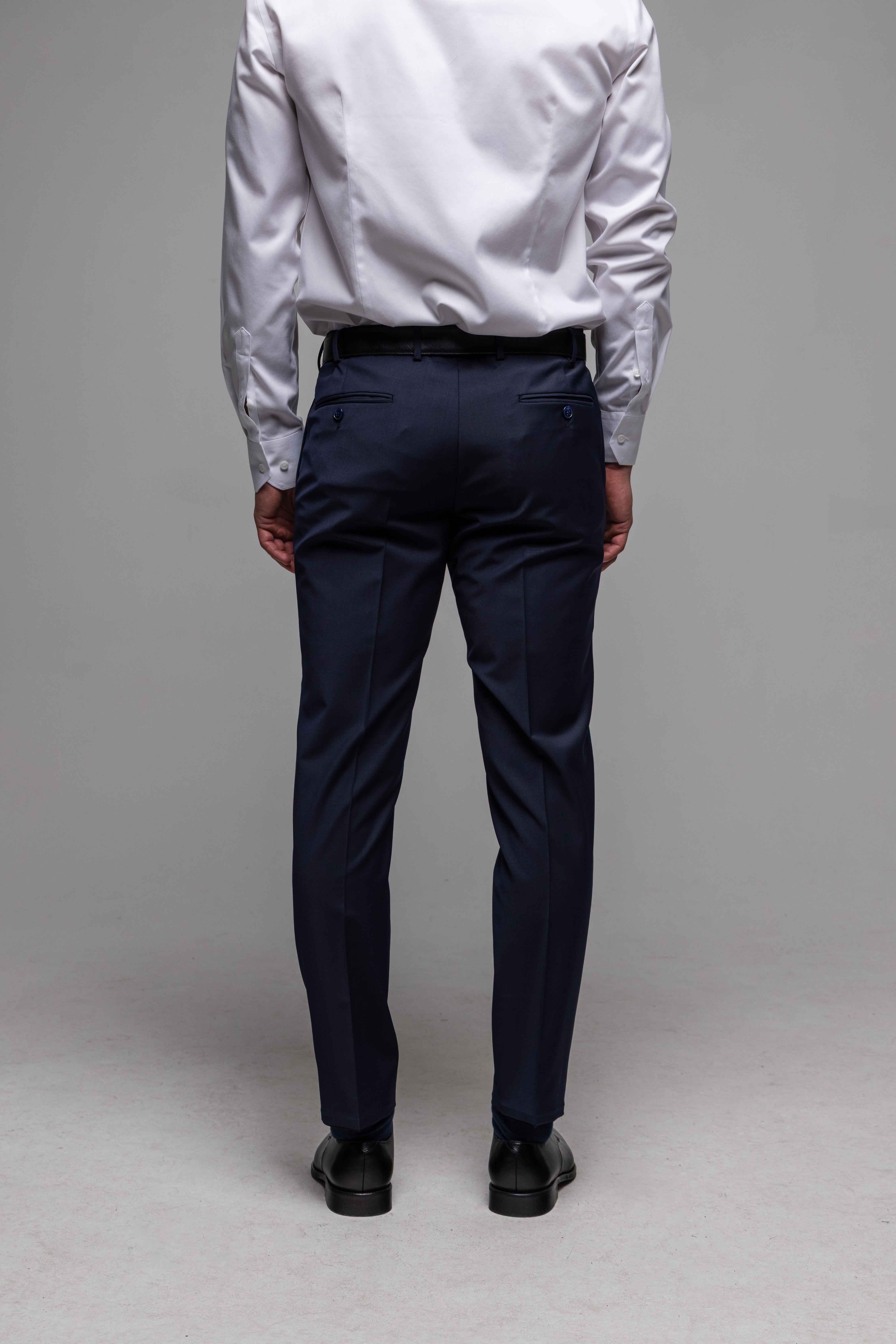 Tmavomodré basic oblekové nohavice