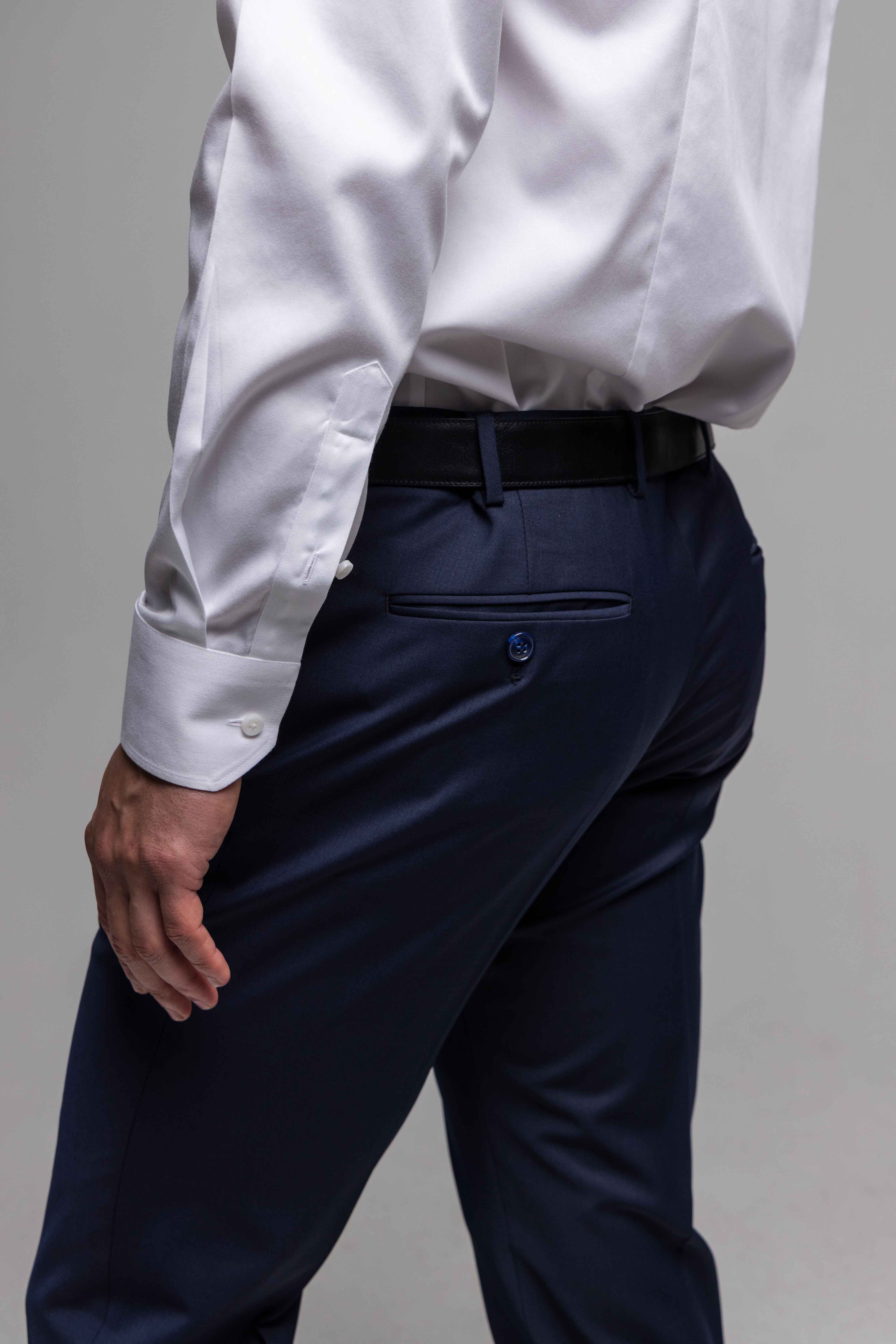 Tmavomodré basic oblekové nohavice