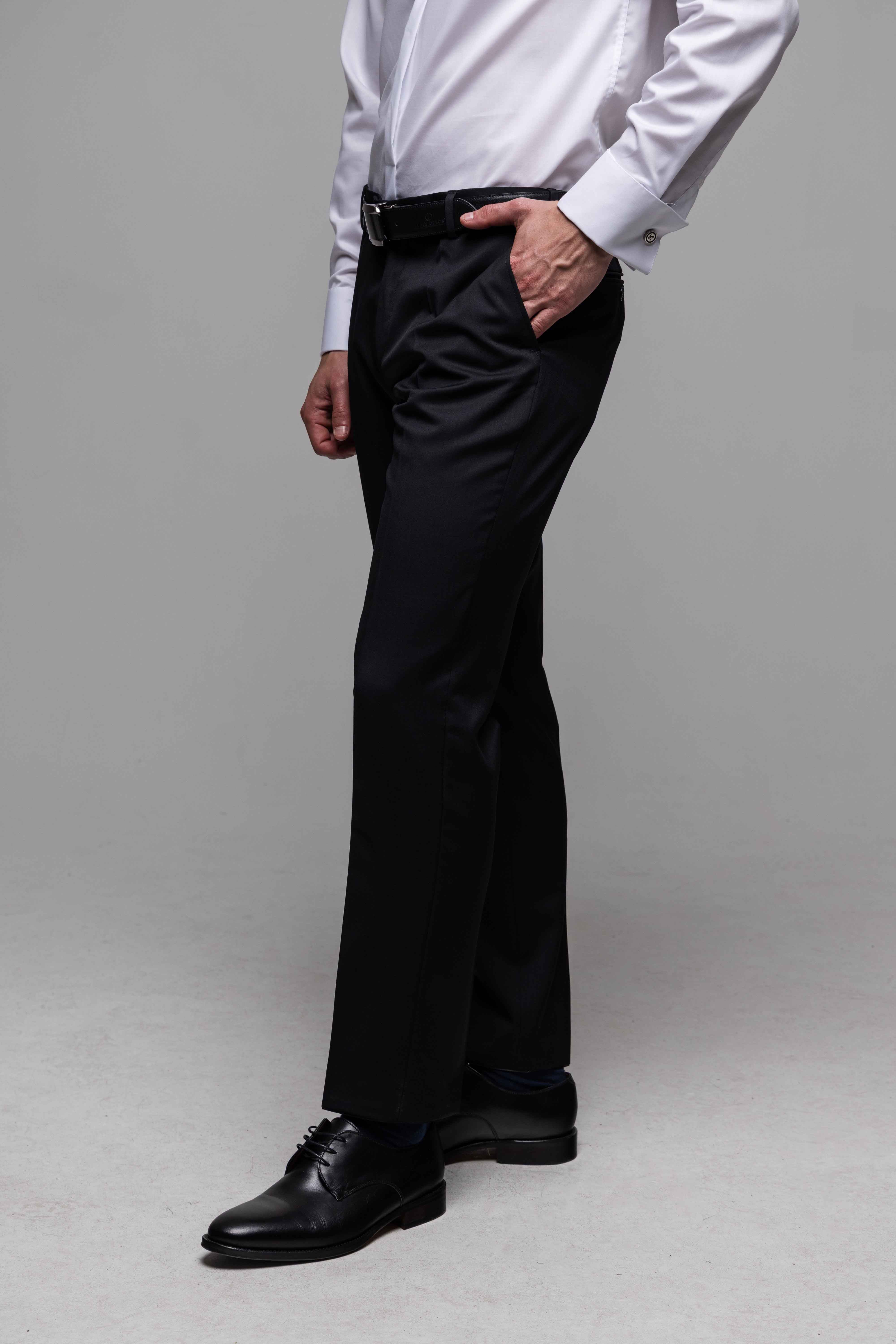 Čierny Slim Fit vlnený oblek