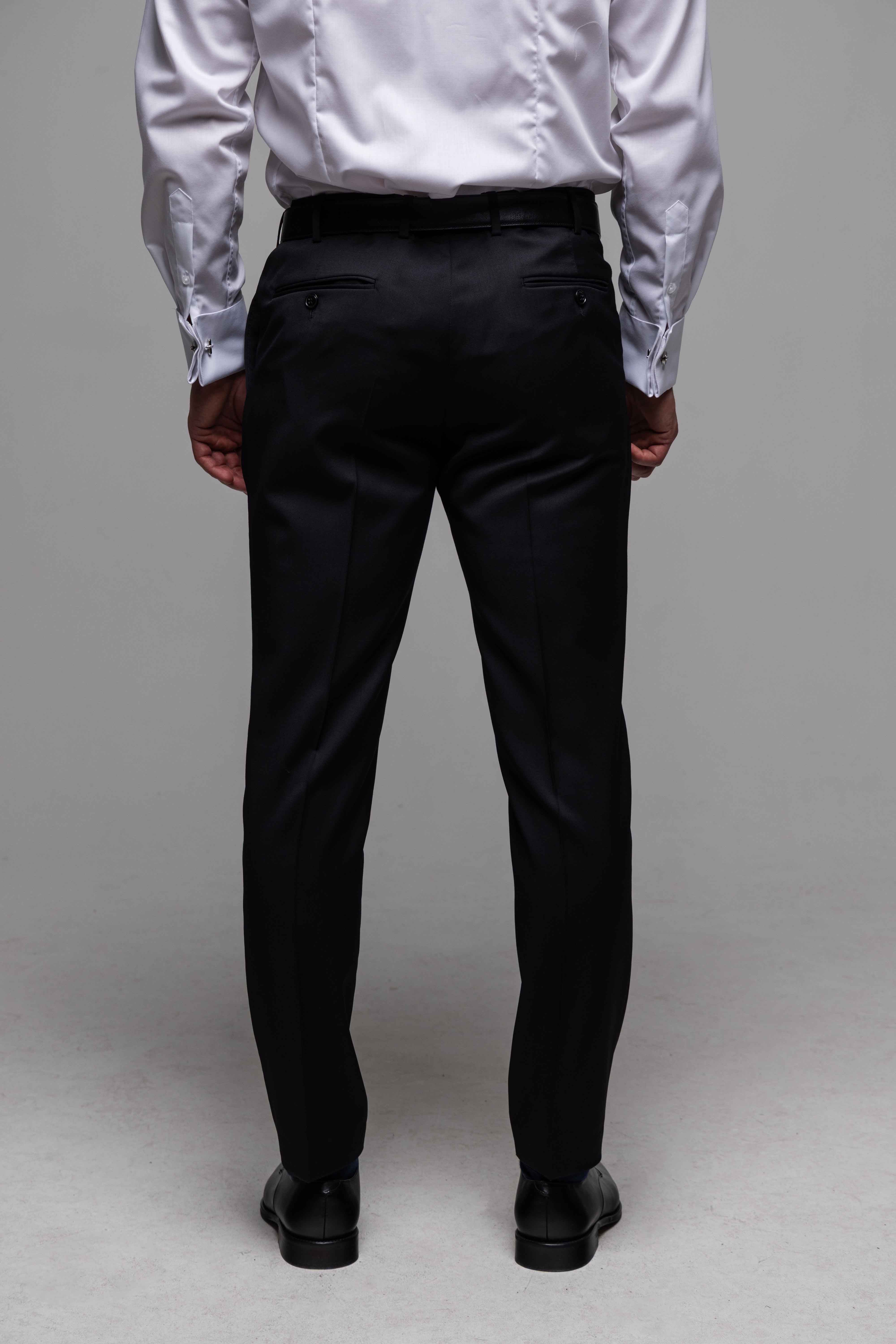 Čierny Slim Fit vlnený oblek