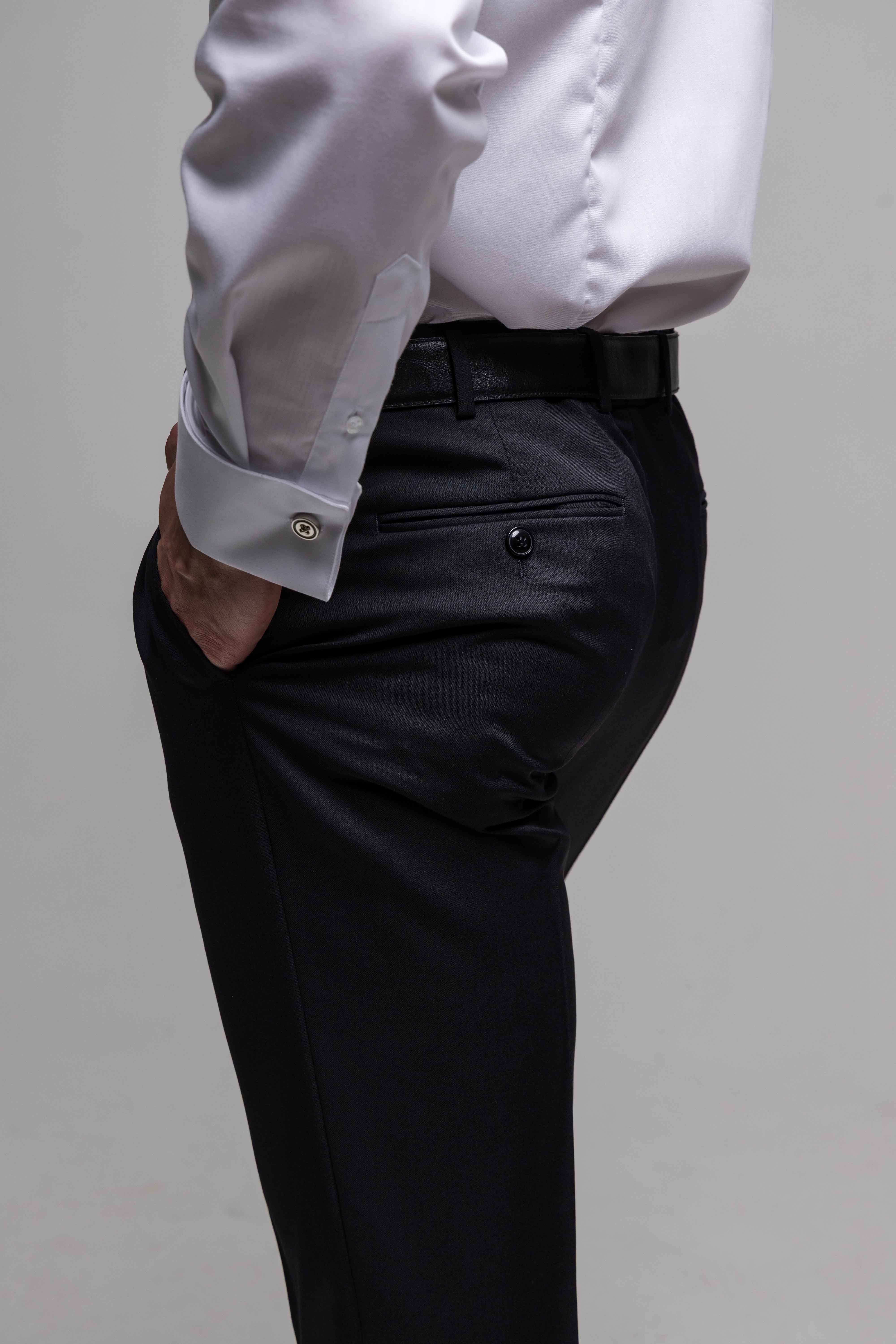 Čierny Slim Fit vlnený oblek