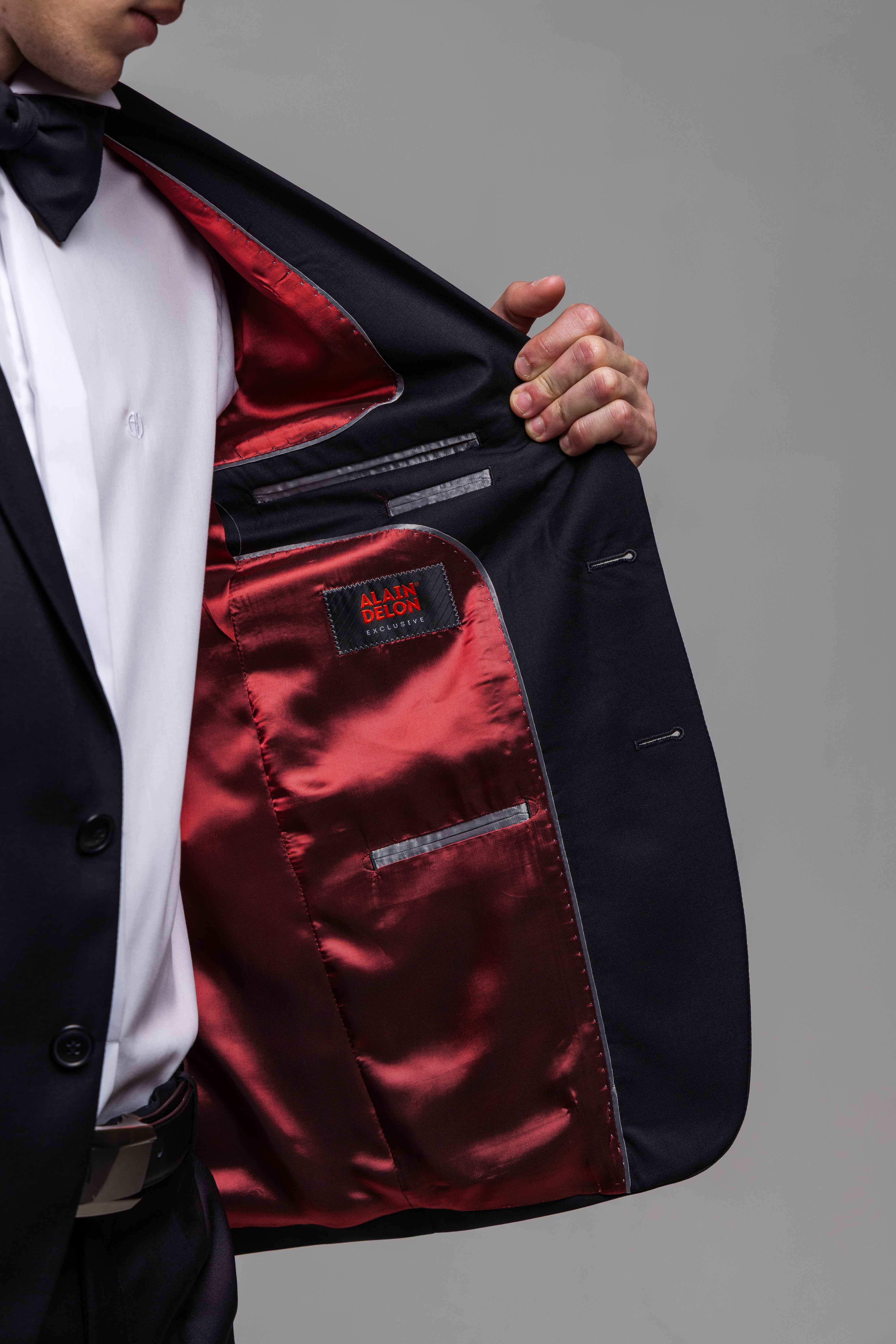 Čierny Slim Fit vlnený oblek