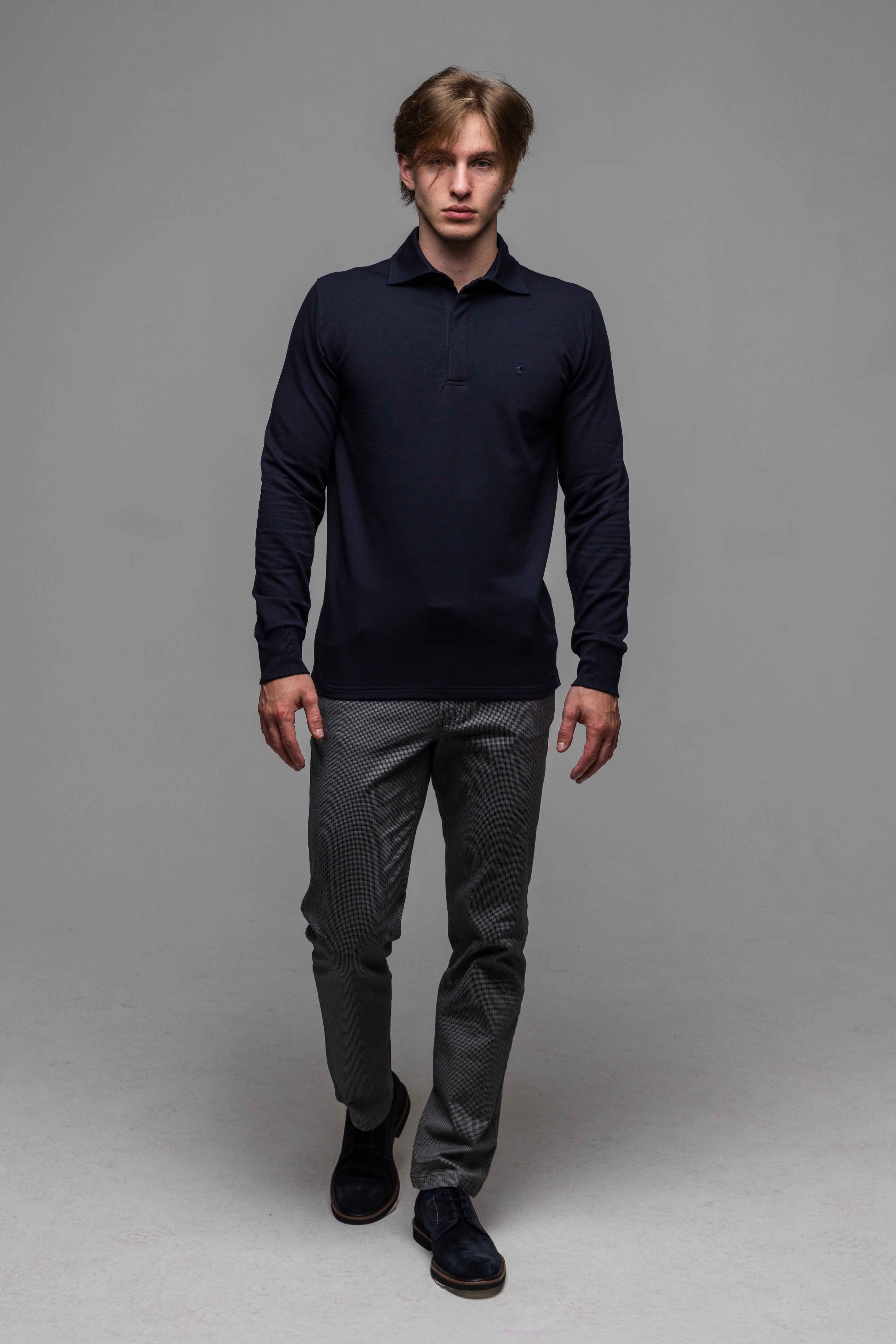 Modrá polokošeľa s dlhým rukávom