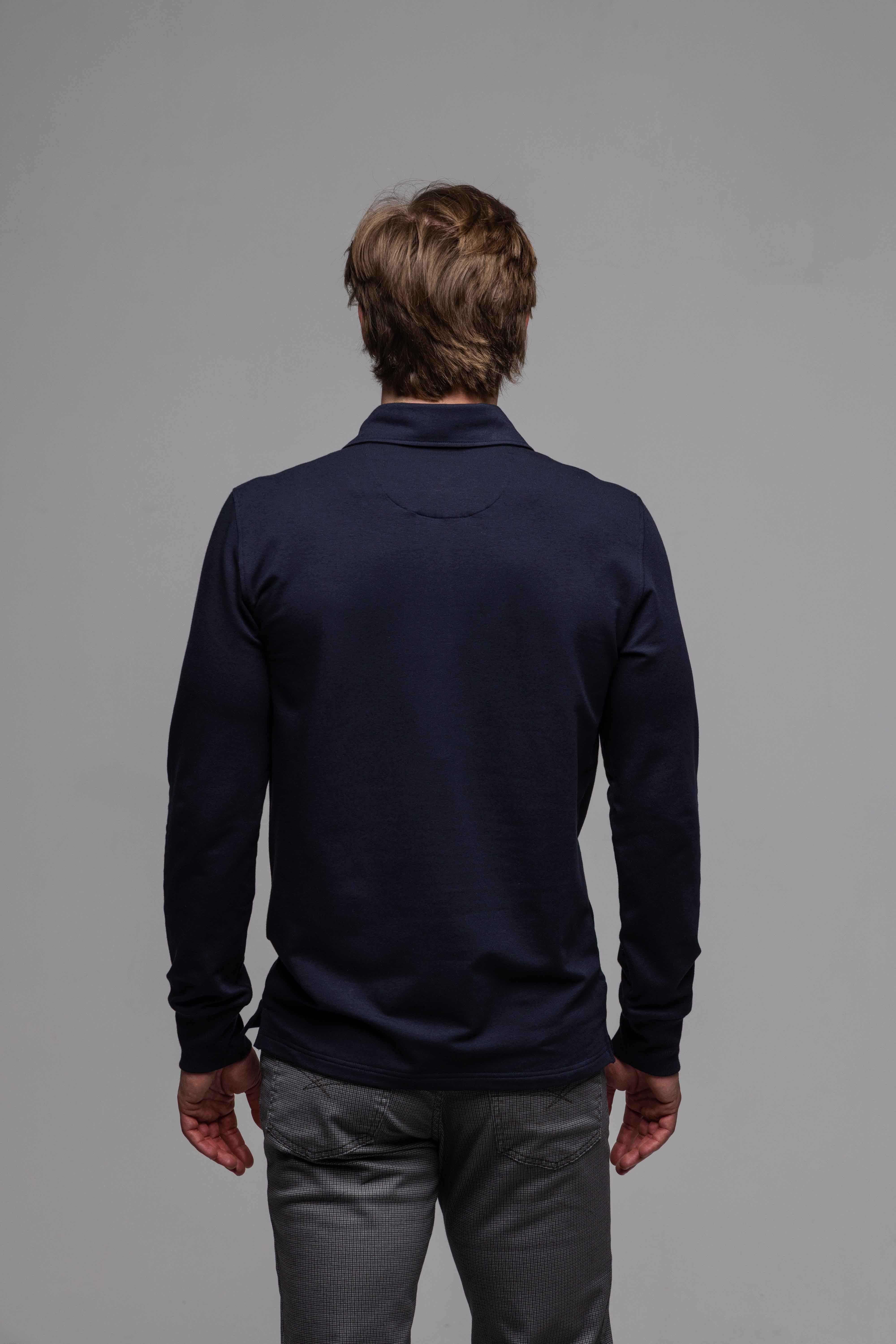 Modrá polokošeľa s dlhým rukávom