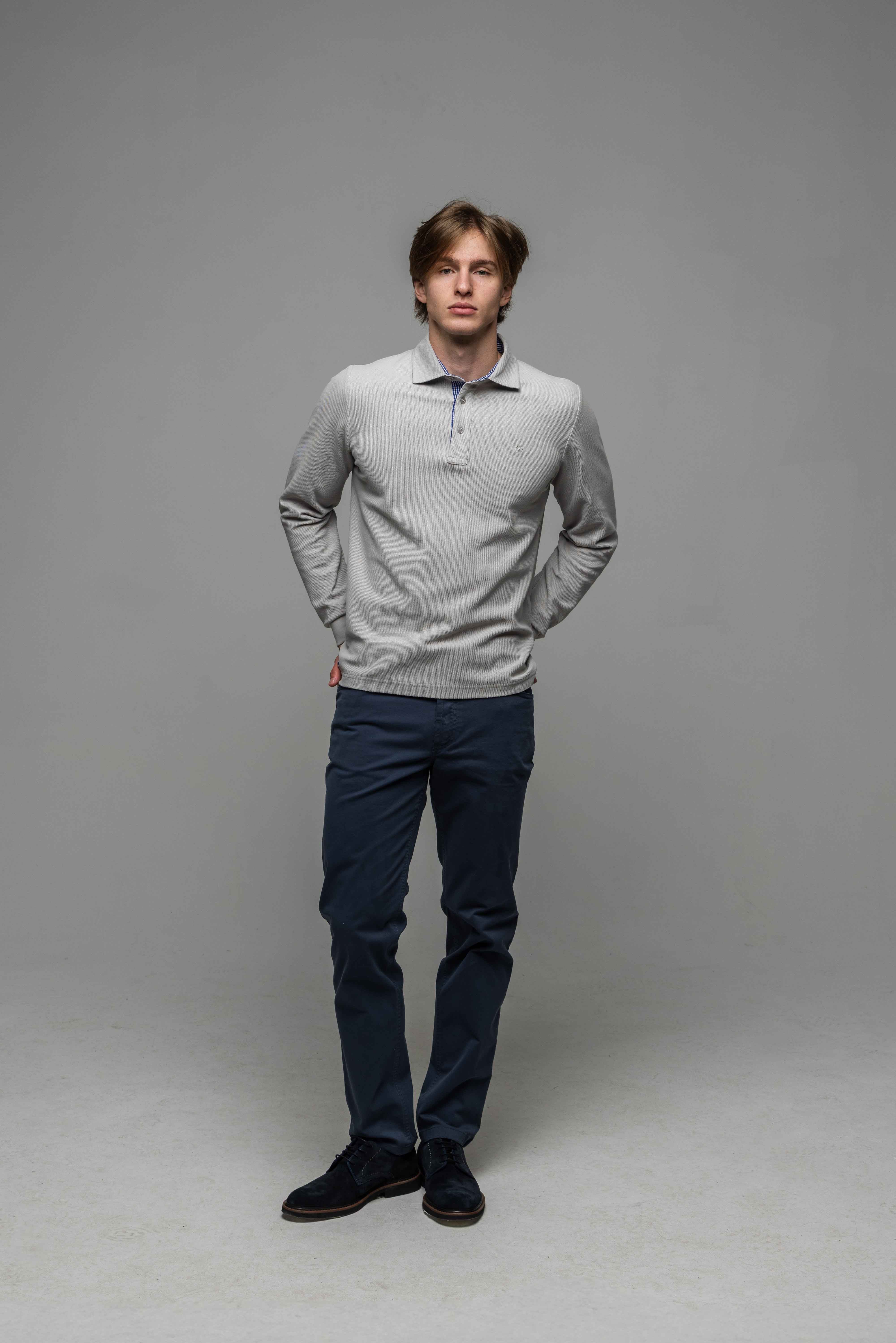 Modro sivé voľnočasové nohavice