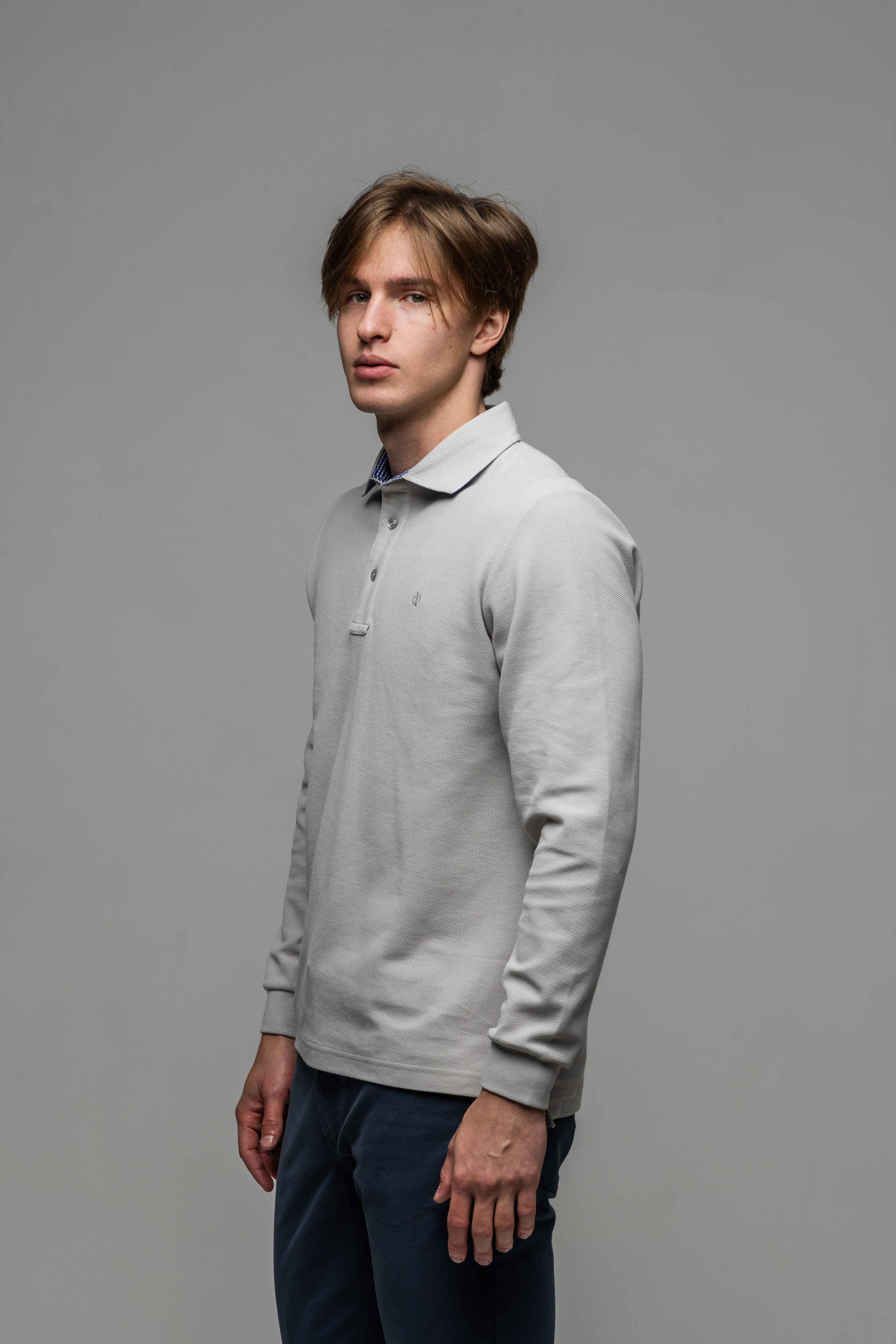 Sivá polokošeľa s dlhým rukávom