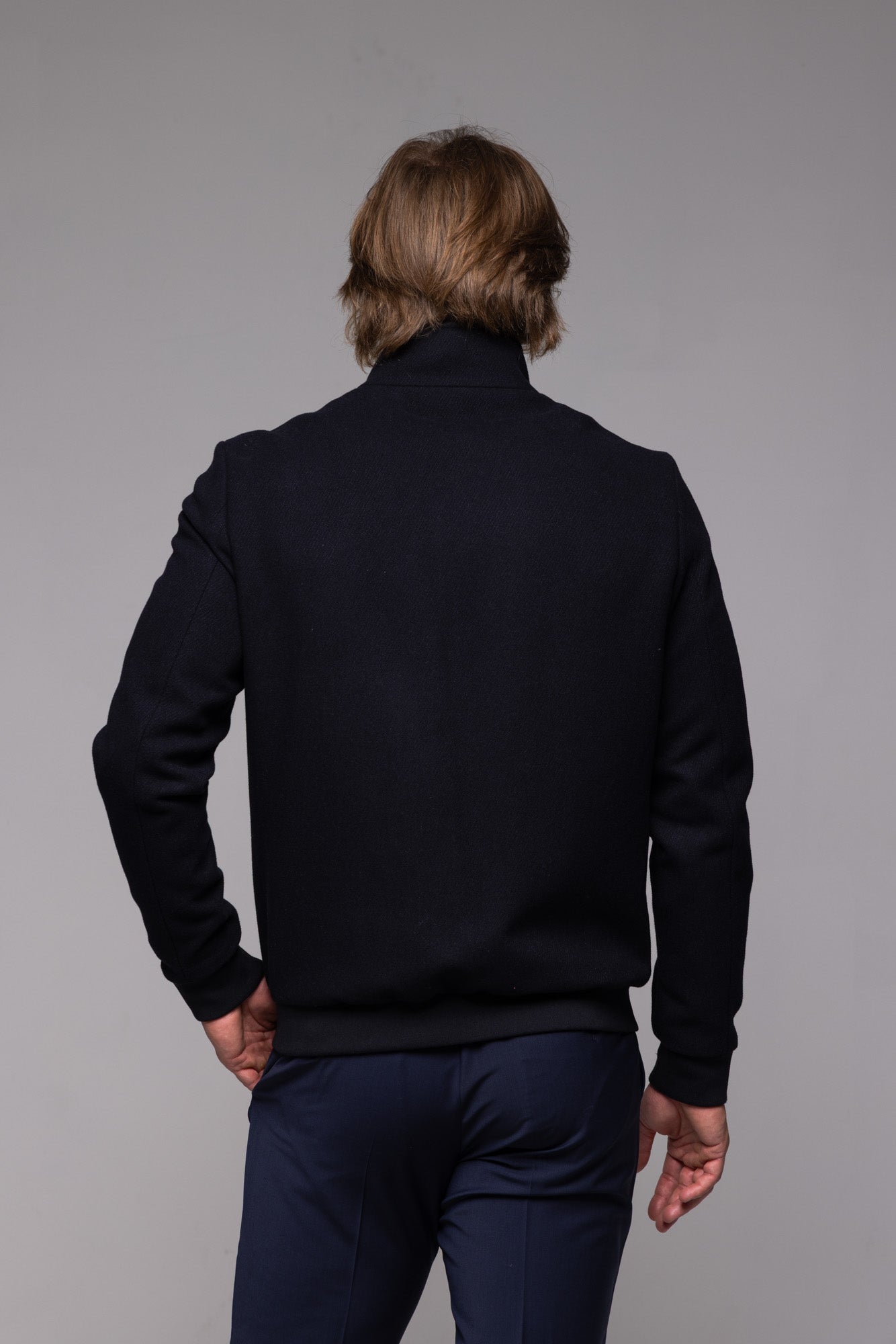 Čierna vlnená bomber bunda