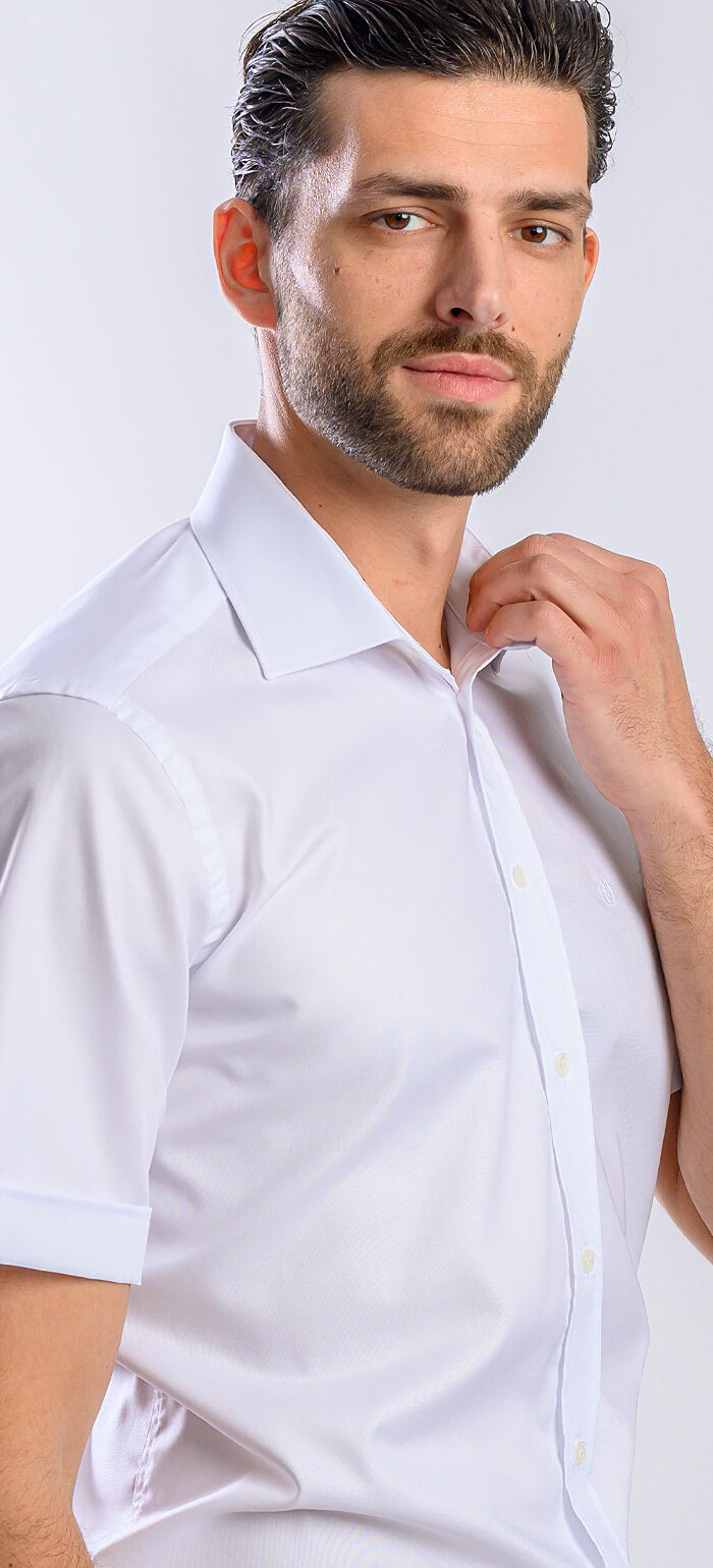Biela Extra Slim fit košeľa s krátkym rukávom