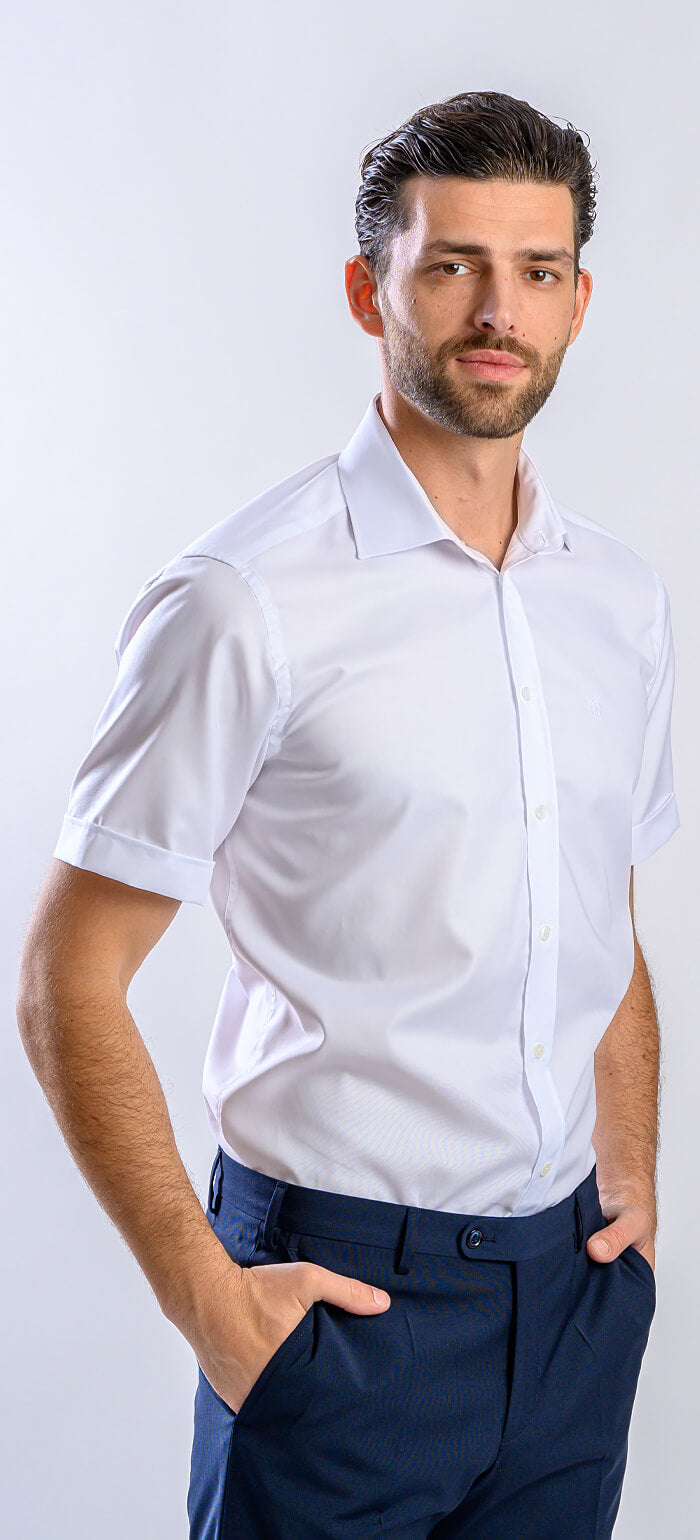 Biela Extra Slim fit košeľa s krátkym rukávom