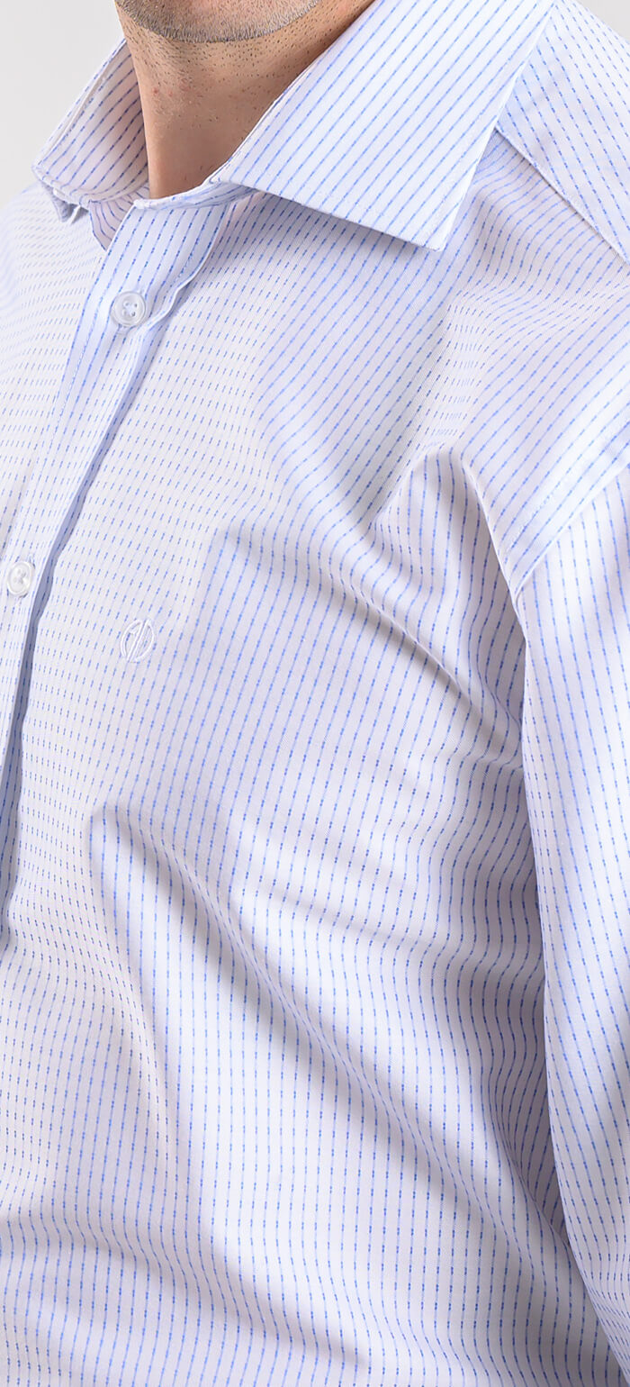 Biela Extra Slim Fit košeľa s modrými prúžkami