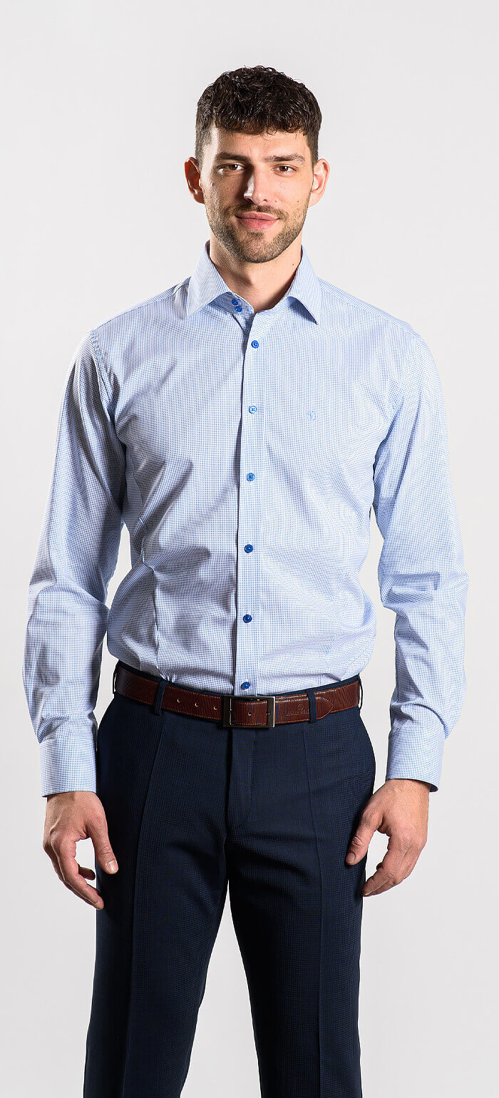 Biela Extra Slim Fit košeľa so štvorcovým vzorom