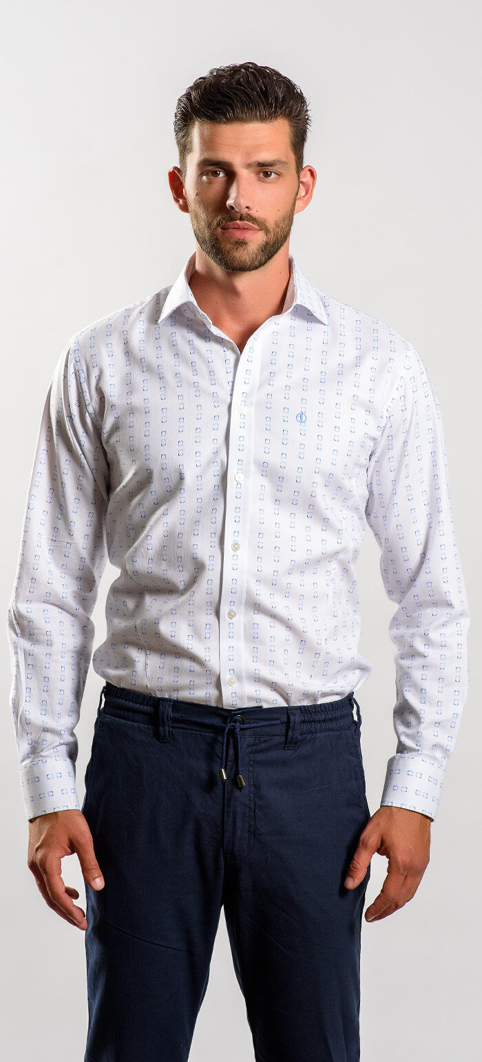 Biela Extra Slim Fit košeľa so vzorom