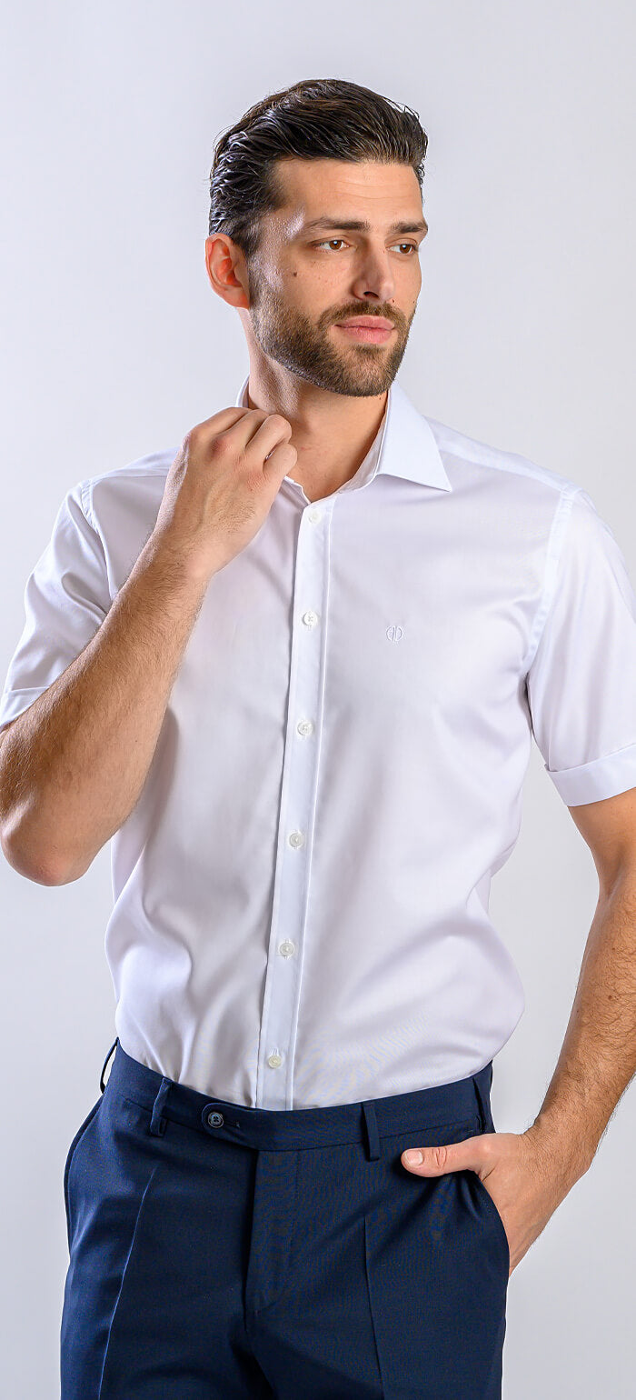 Biela Slim fit košeľa s krátkym rukávom