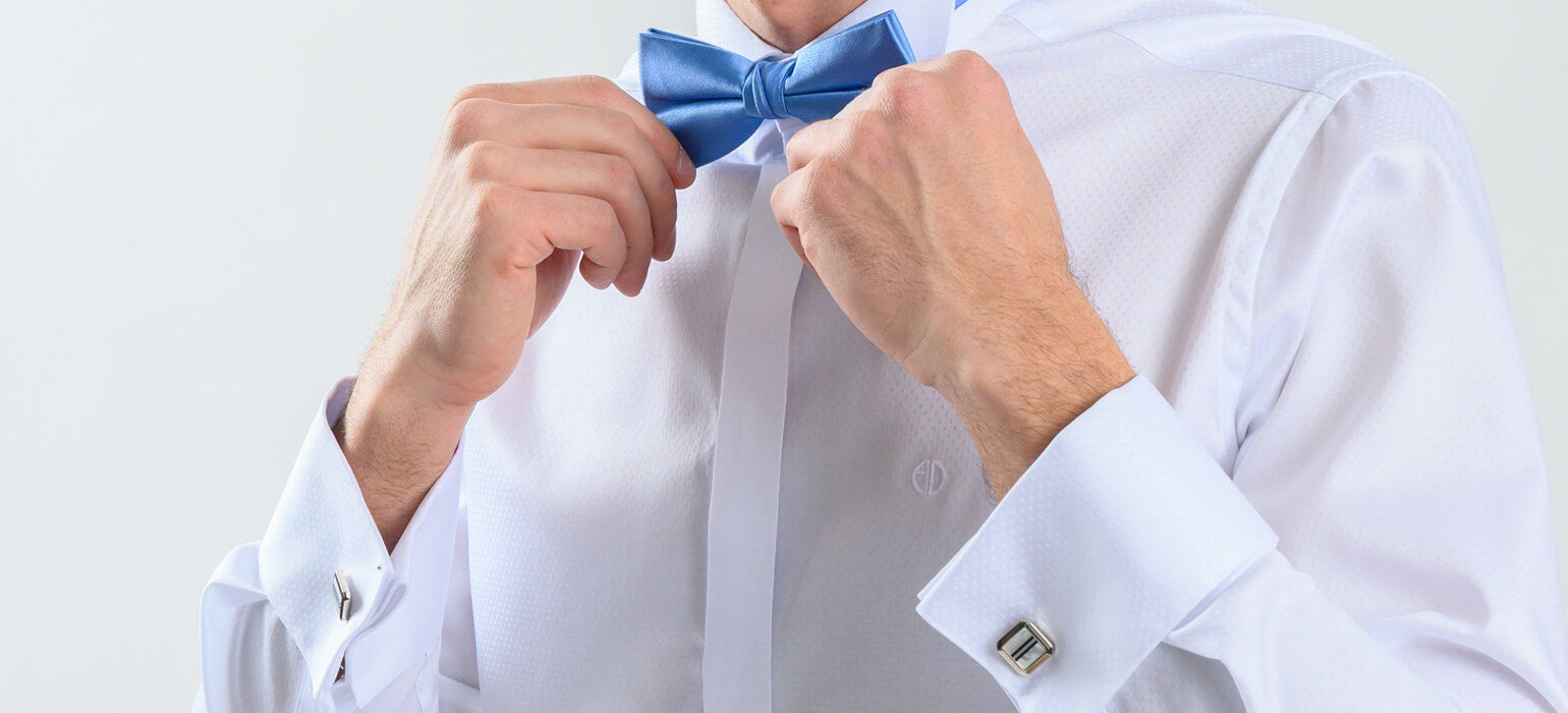 Biela smokingová Extra Slim Fit košeľa s jemným vzorom štvorcov