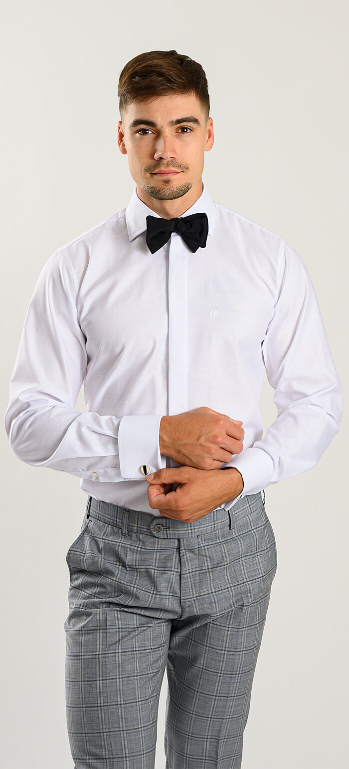 Biela spoločenská Slim Fit košeľa s jemnou štruktúrou