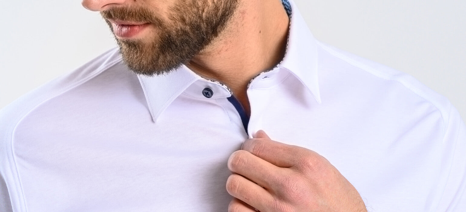 Biela strečová Extra Slim Fit košeľa s krátkym rukávom