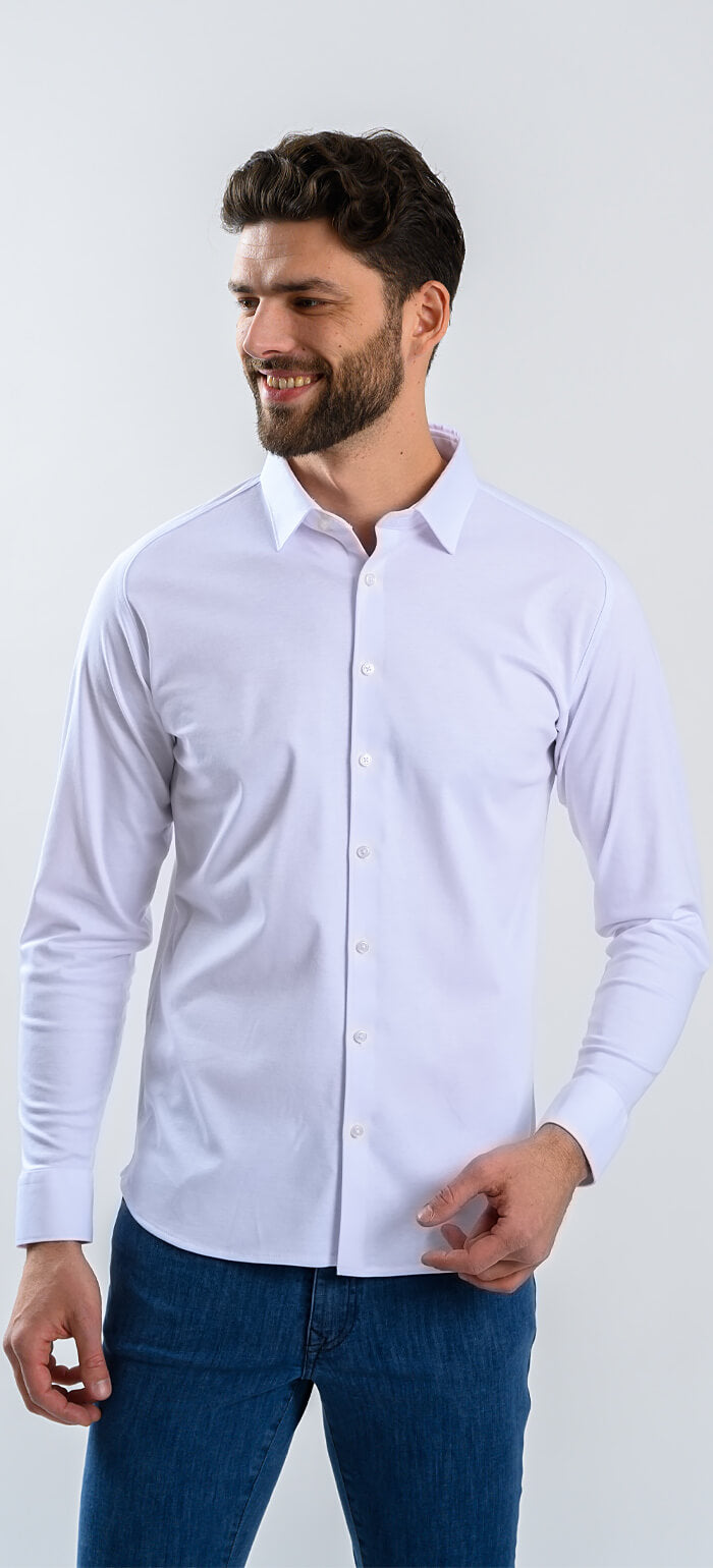 Biela strečová Extra Slim Fit košeľa s nekrčivou úpravou