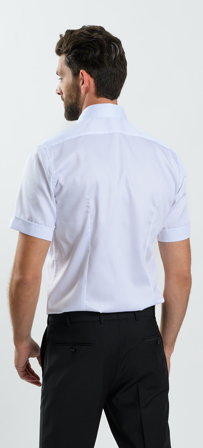 Biela Vzorovaná Extra Slim Fit košeľa s krátkym rukávom