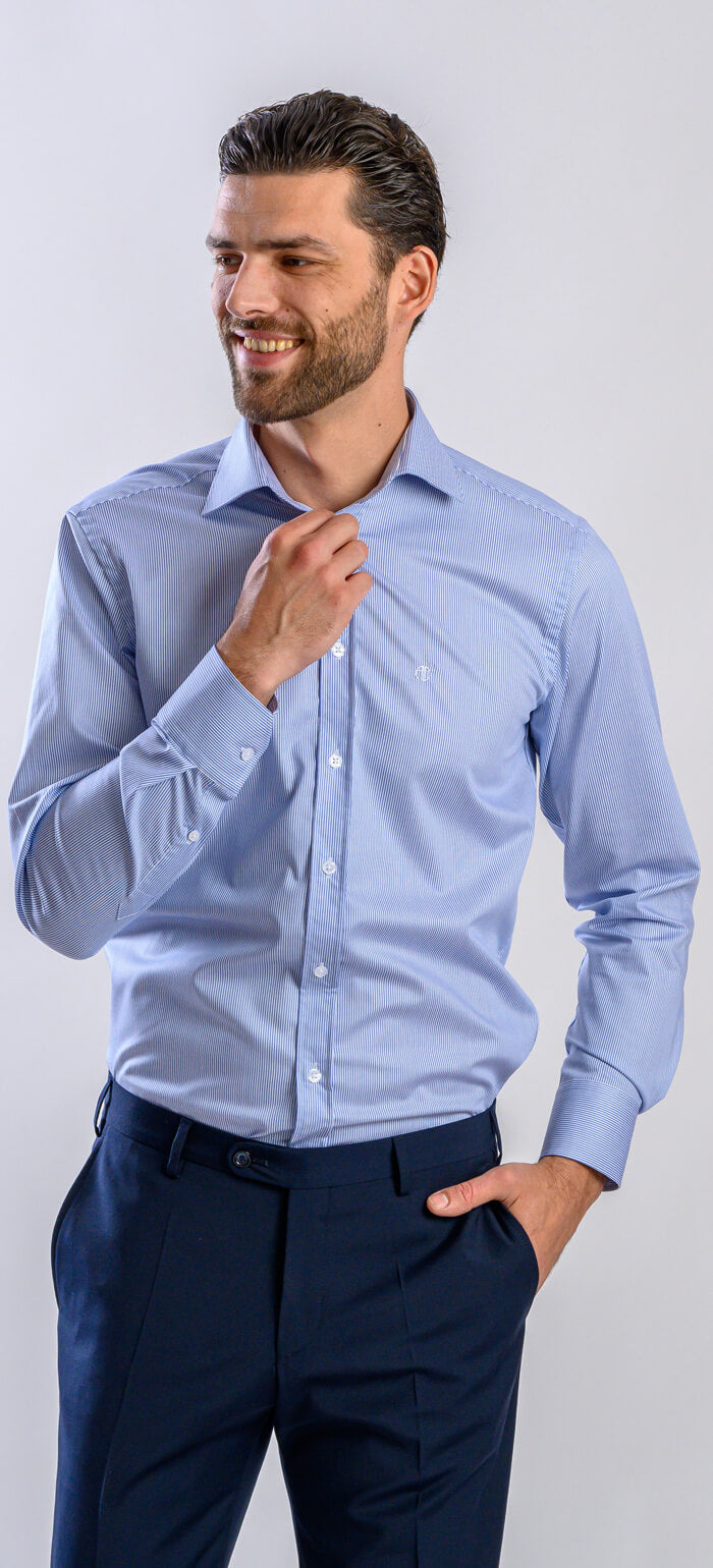 Bielo-modrá pásikavá Extra Slim Fit košeľa