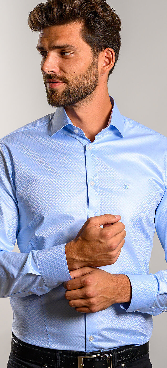 Bledomodrá Extra Slim Fit košeľa s jemným leskom