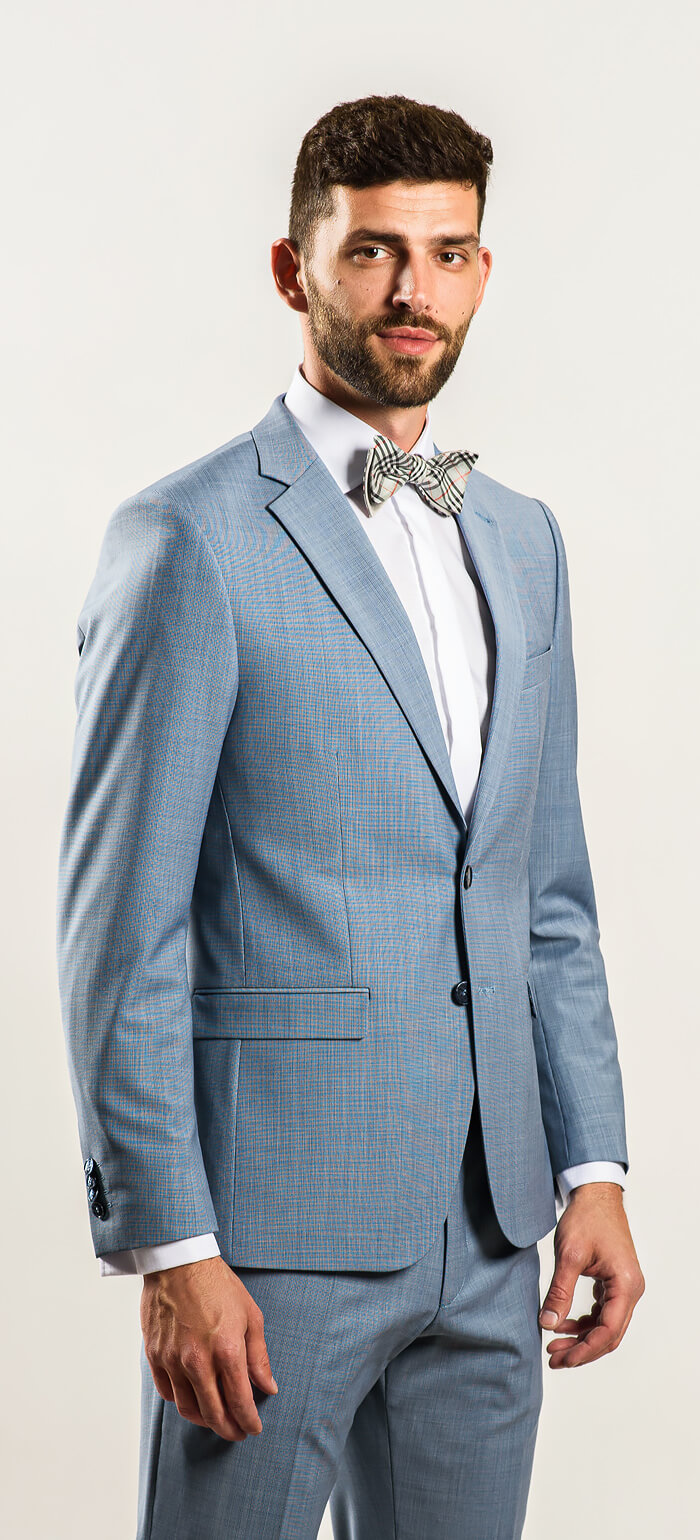 Bledomodrý svadobný Slim Fit oblek