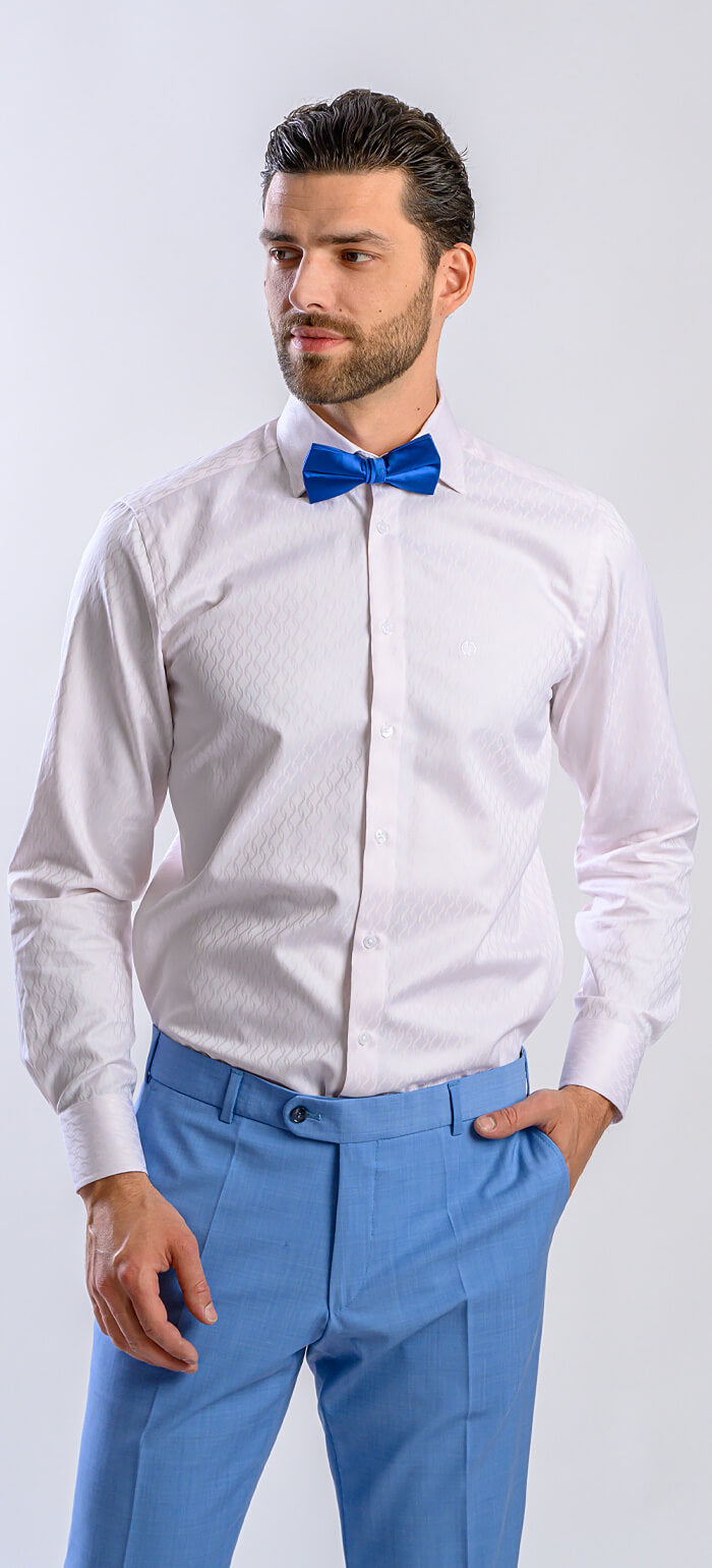 Bledoružová spoločenská Extra Slim Fit košeľa s jemným vzorom