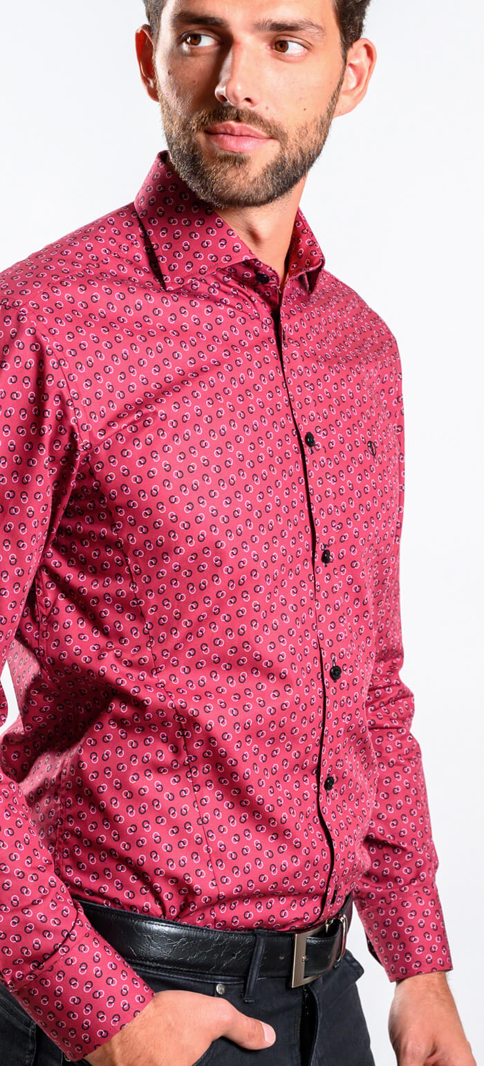 Červená vzorovaná Extra Slim Fit košeľa