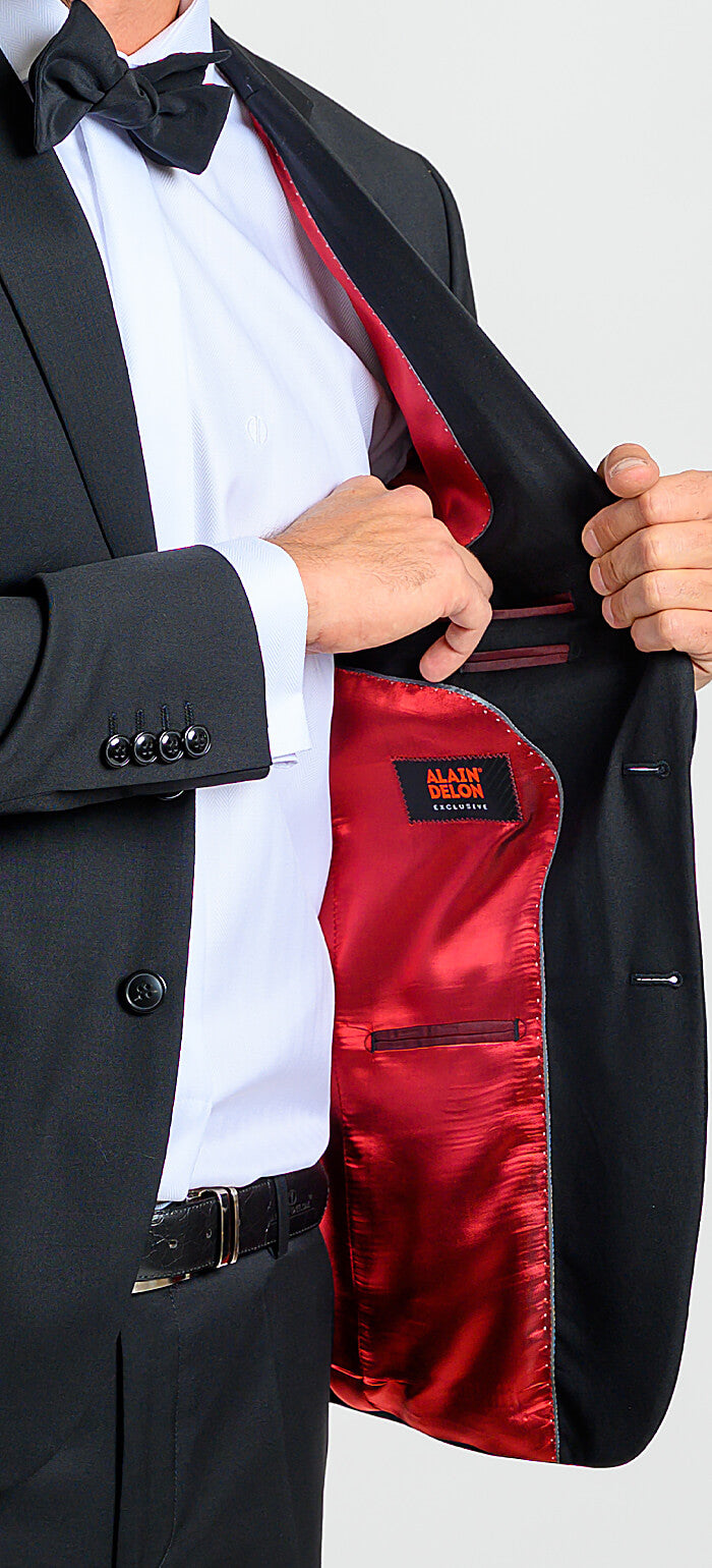 Čierny Slim Fit vlnený oblek