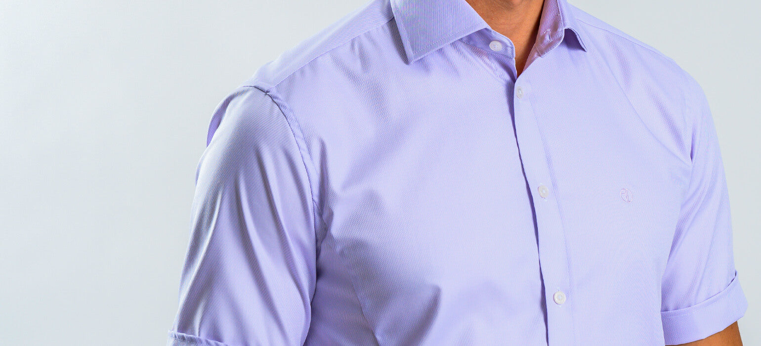 Fialová Extra Slim Fit košeľa s krátkym rukávom