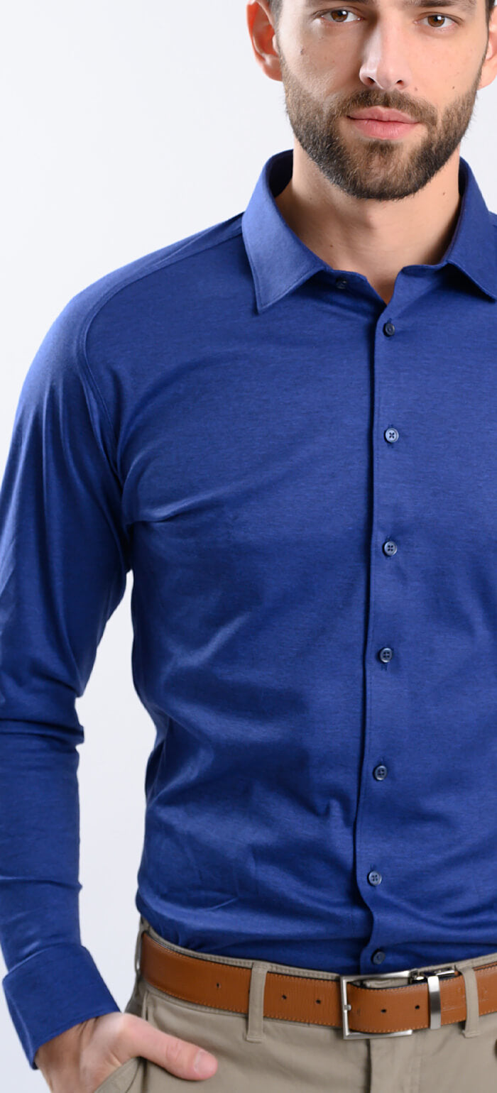 Kráľovská modrá strečová Extra Slim Fit košeľa s nekrčivou úpravou