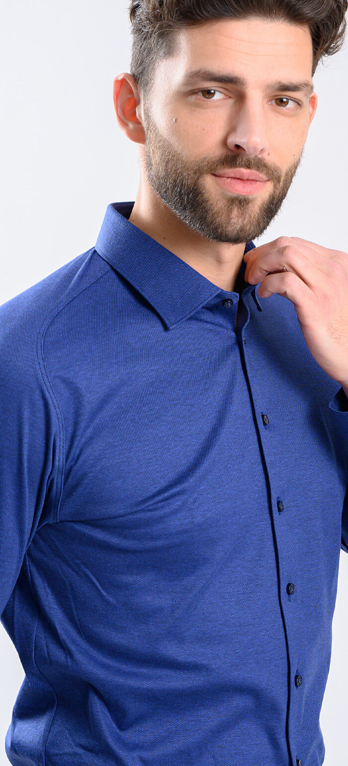 Kráľovská modrá strečová Extra Slim Fit košeľa s nekrčivou úpravou