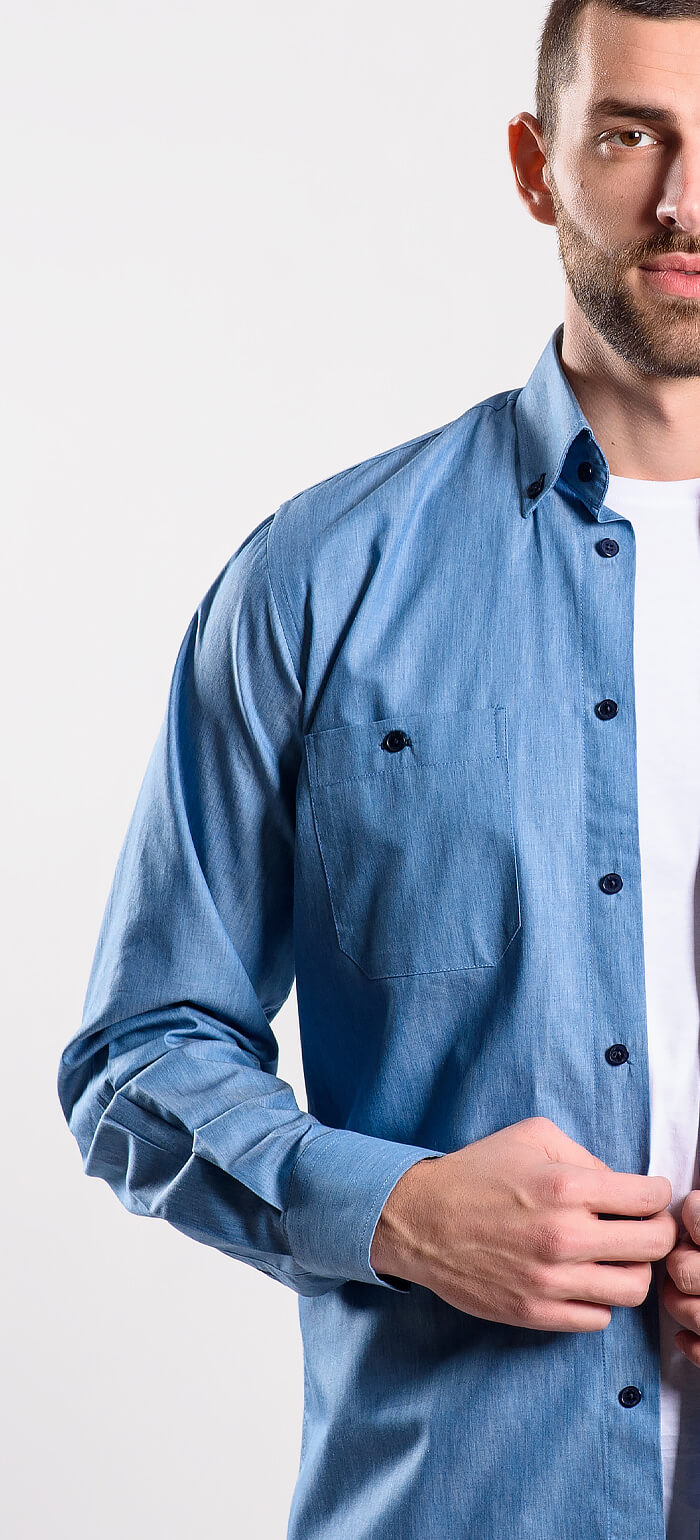 Modrá džínsová Slim Fit košeľa