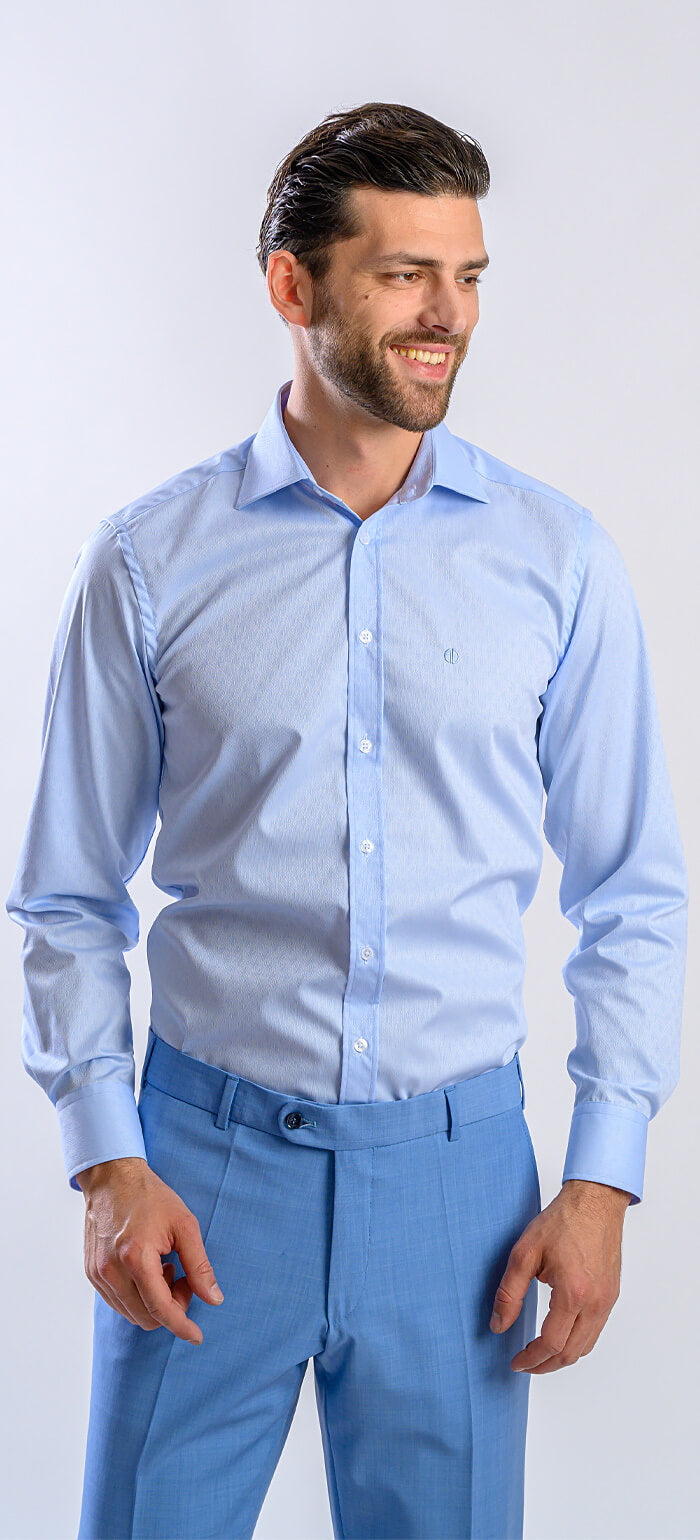 Modrá Extra Slim Fit košeľa s jemným vzorom
