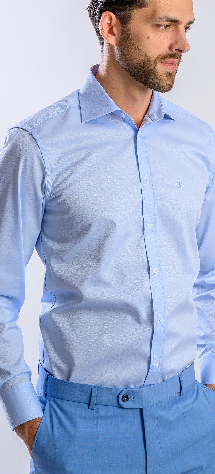 Modrá Extra Slim Fit košeľa s jemným vzorom