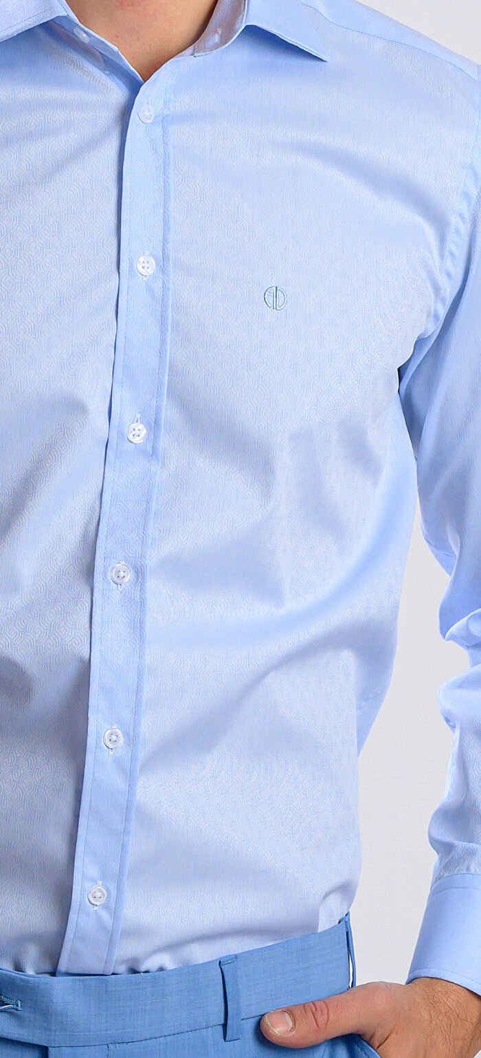 Modrá Extra Slim Fit košeľa s jemným vzorom