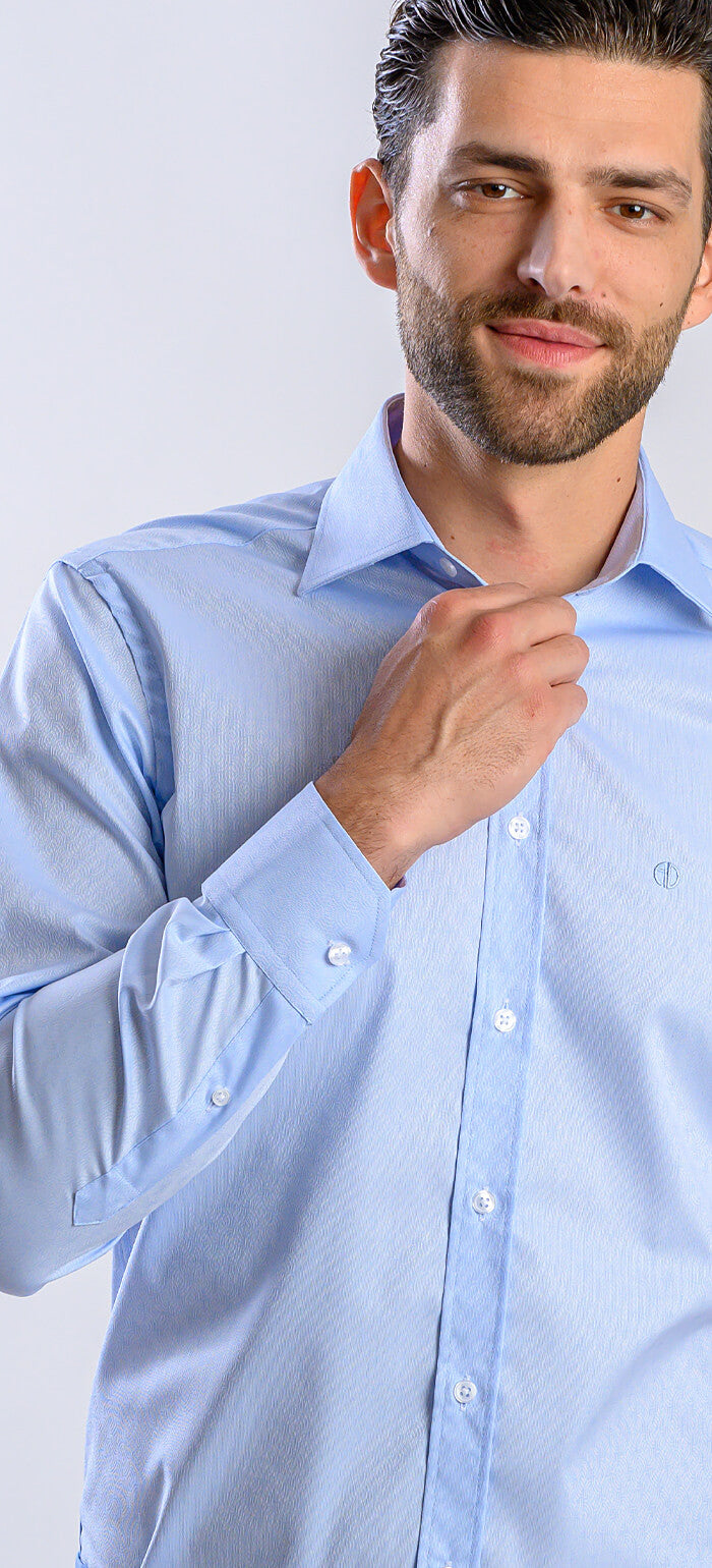 Modrá Extra Slim Fit košeľa s jemným vzorom