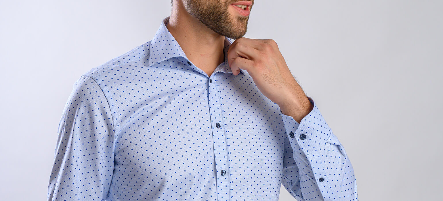 Modrá Extra Slim Fit košeľa s tmavomodrými štvorcami