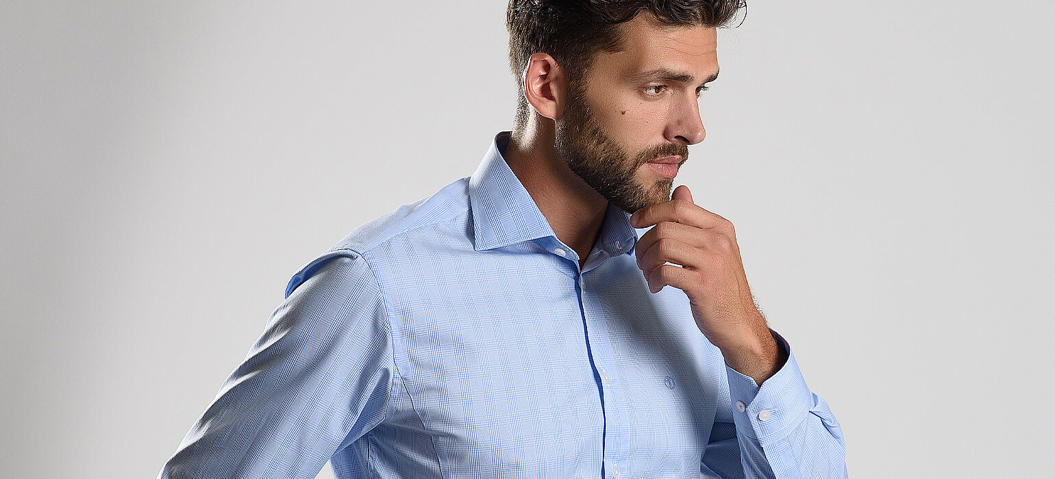 Modrá károvaná Classic Fit košeľa