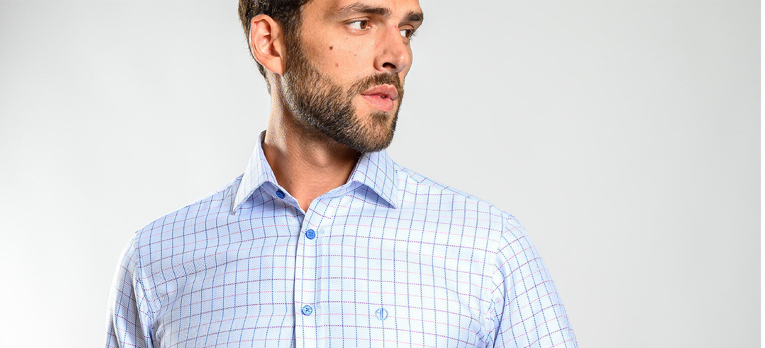 Modrá károvaná Slim Fit košeľa