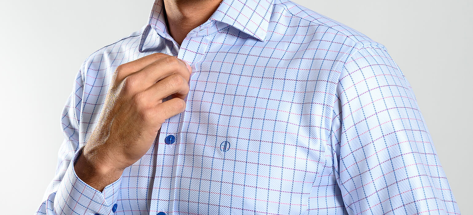 Modrá károvaná Slim Fit košeľa