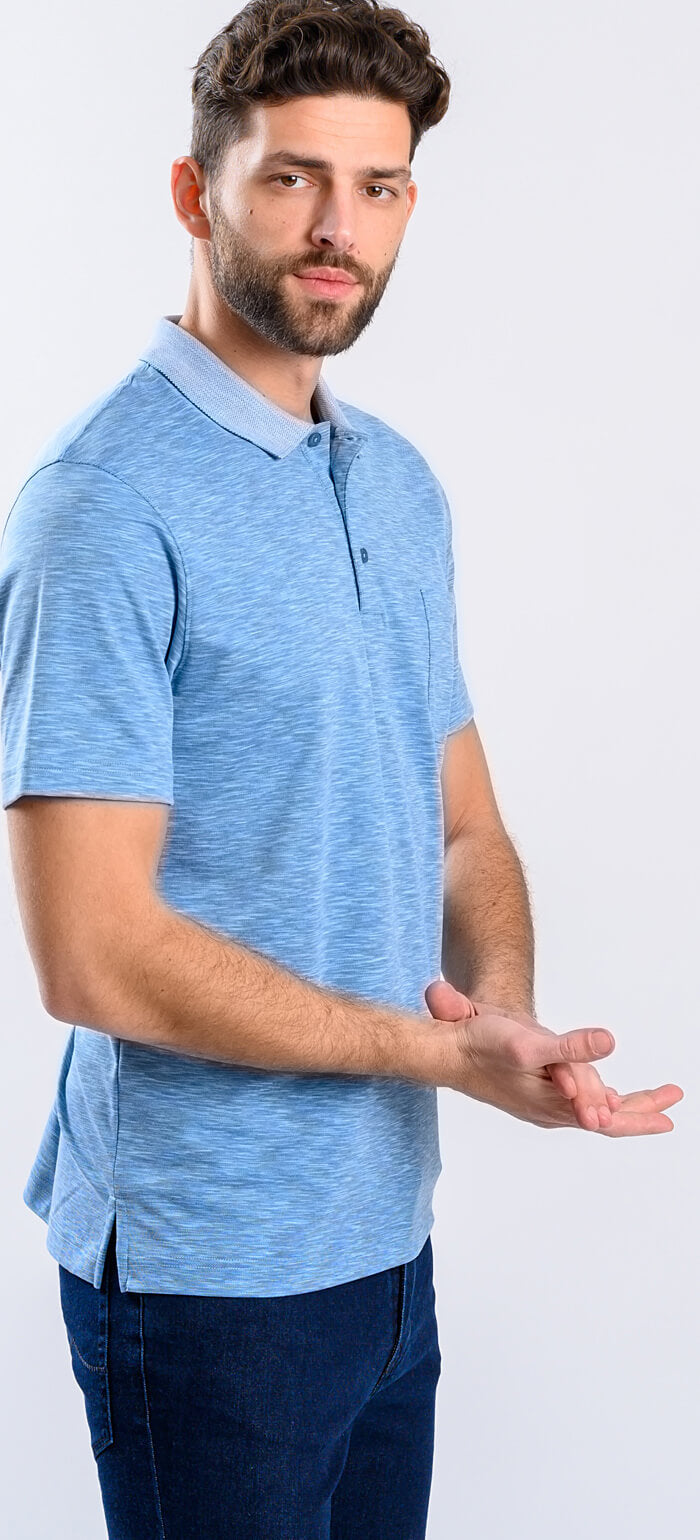 Modrá melange polokošeľa
