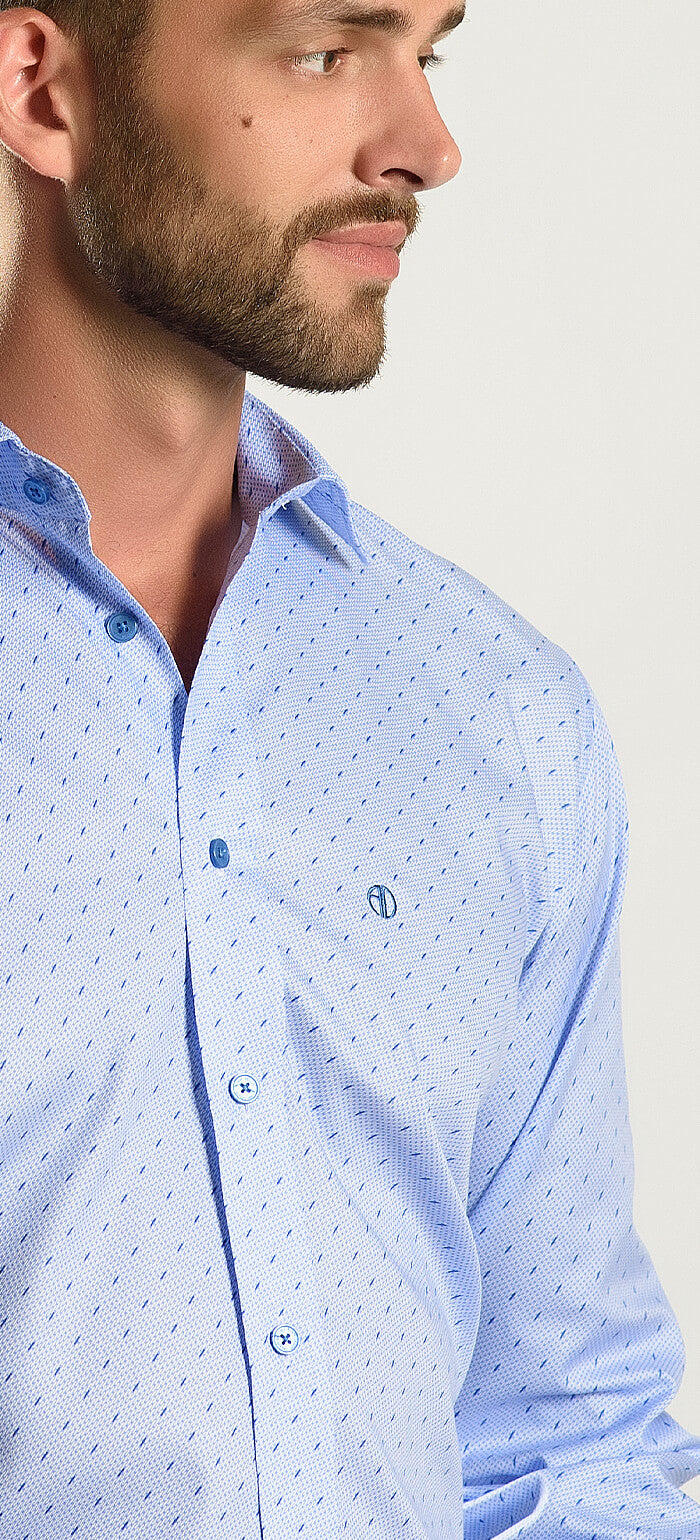 Modrá Slim Fit košeľa s jemným vzorom